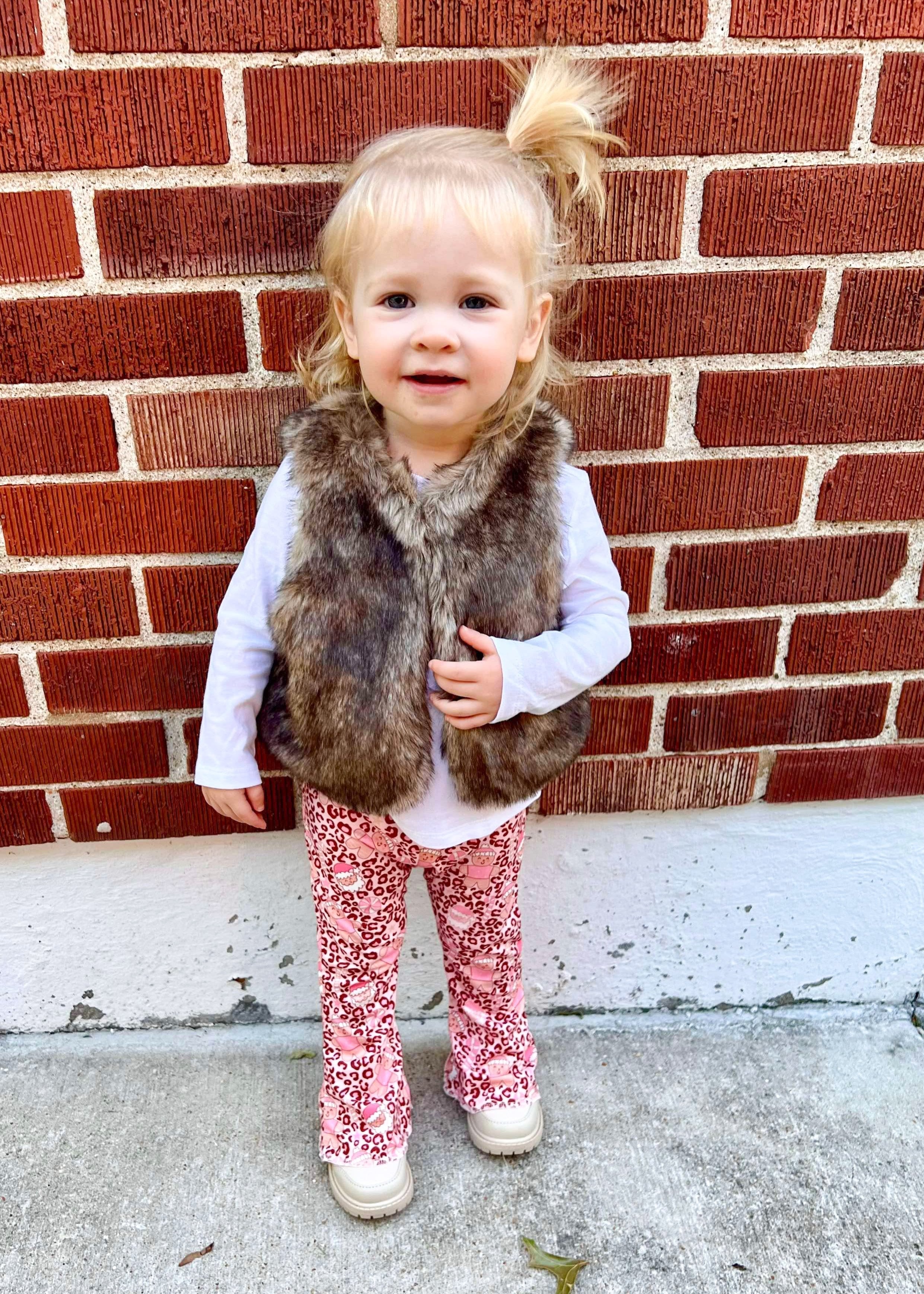 Holly & Jolly Pink Cheetah Gingerbread Bell Bottom Outfit
