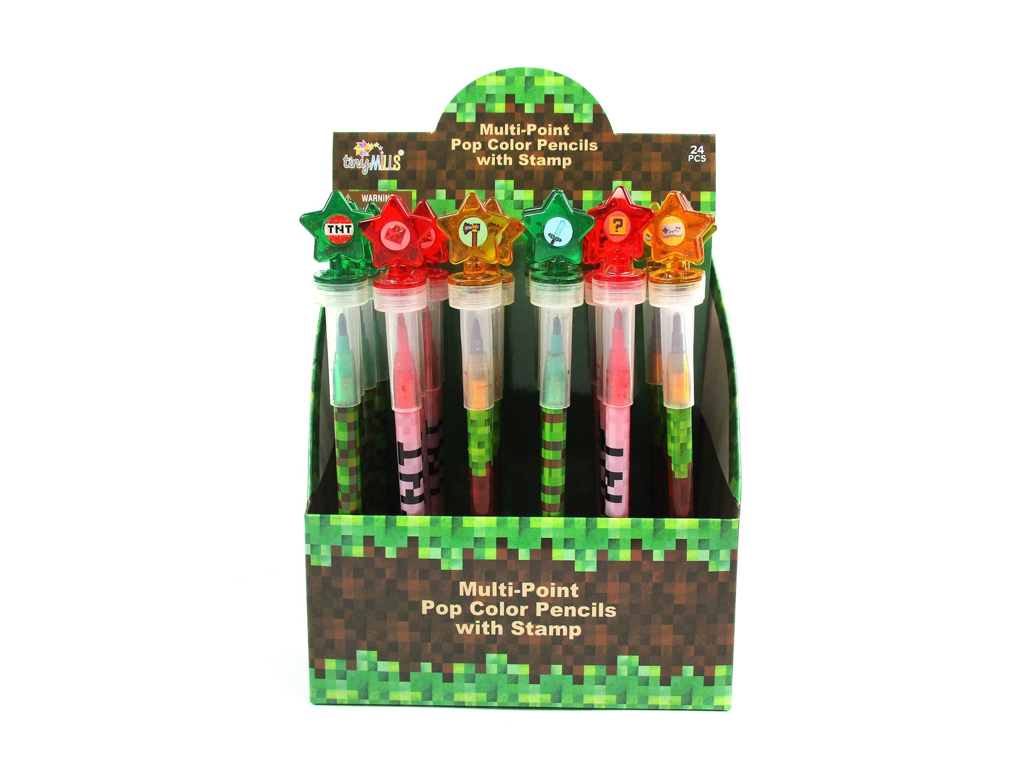 Pixels Stackable Crayon With Stamper Topper