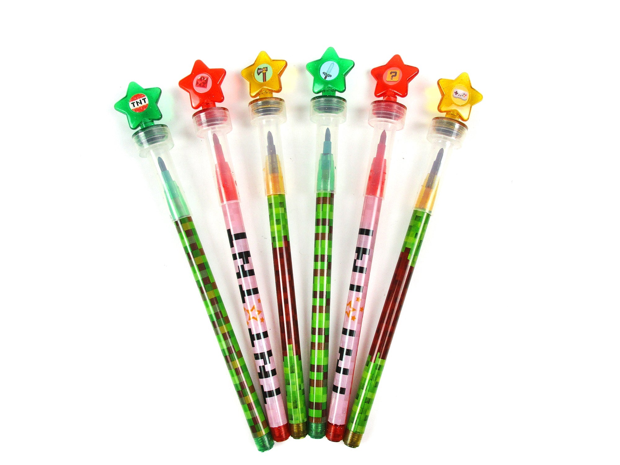 Pixels Stackable Crayon With Stamper Topper