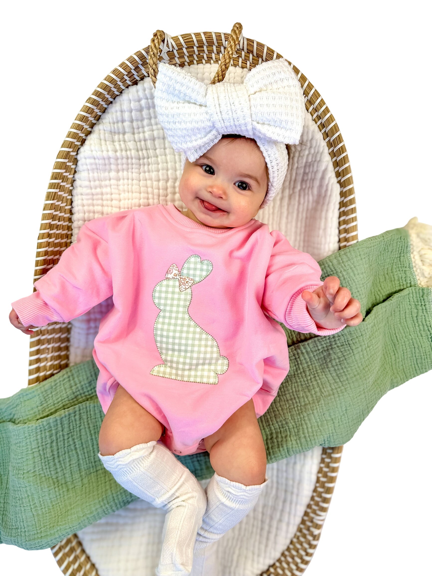 Applique Bunny Sweatshirt Romper
