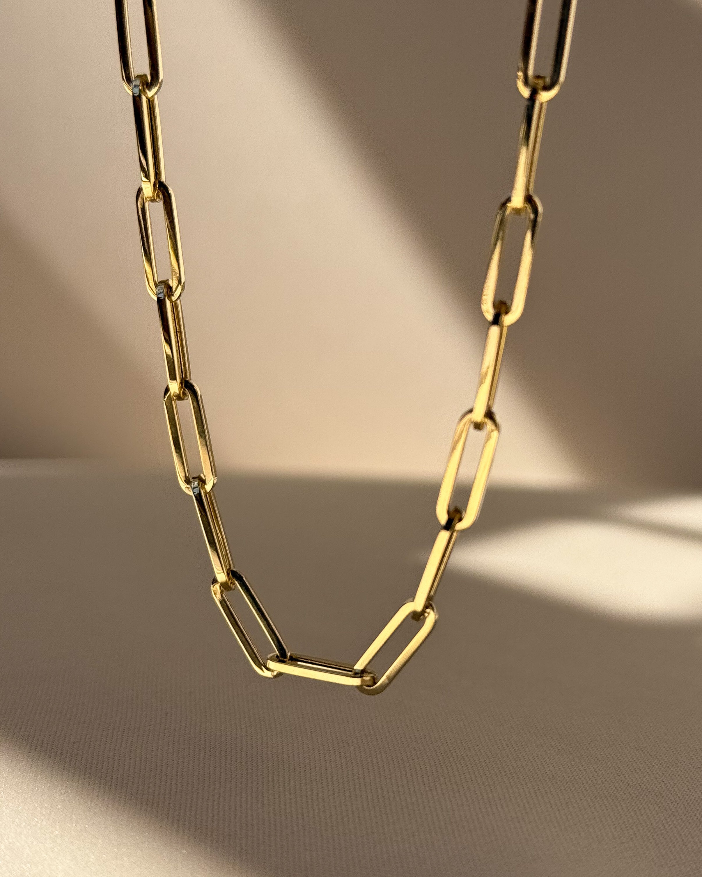 14k Gold Large Paper Clip Chain Necklace