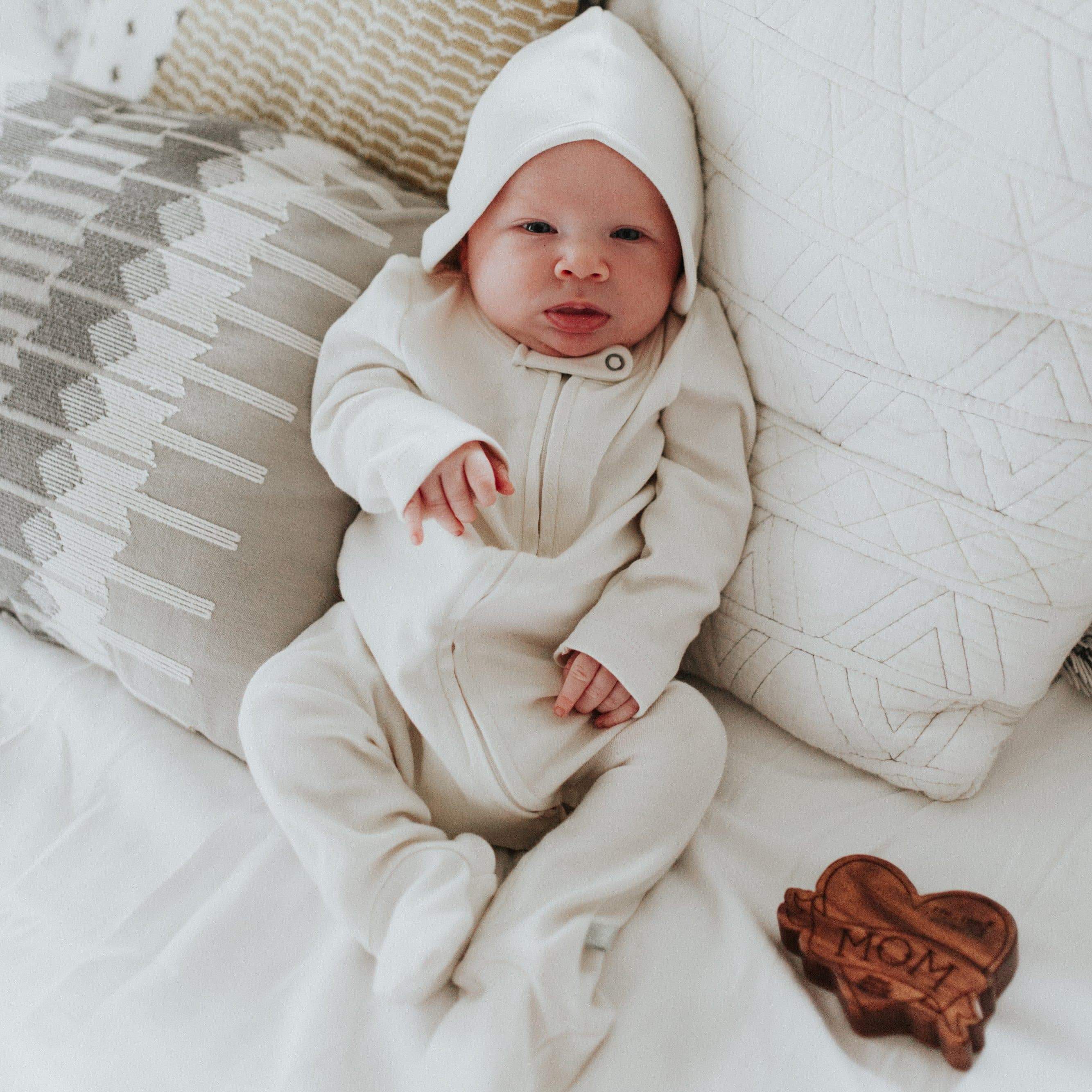 2 Pc. Zipper Footie Set | Ivory & Heather Grey