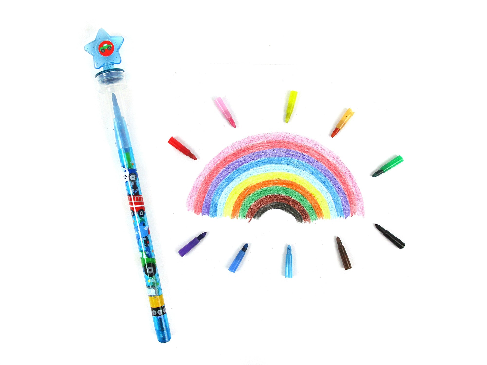 Vehicle Stackable Crayon With Stamper Topper