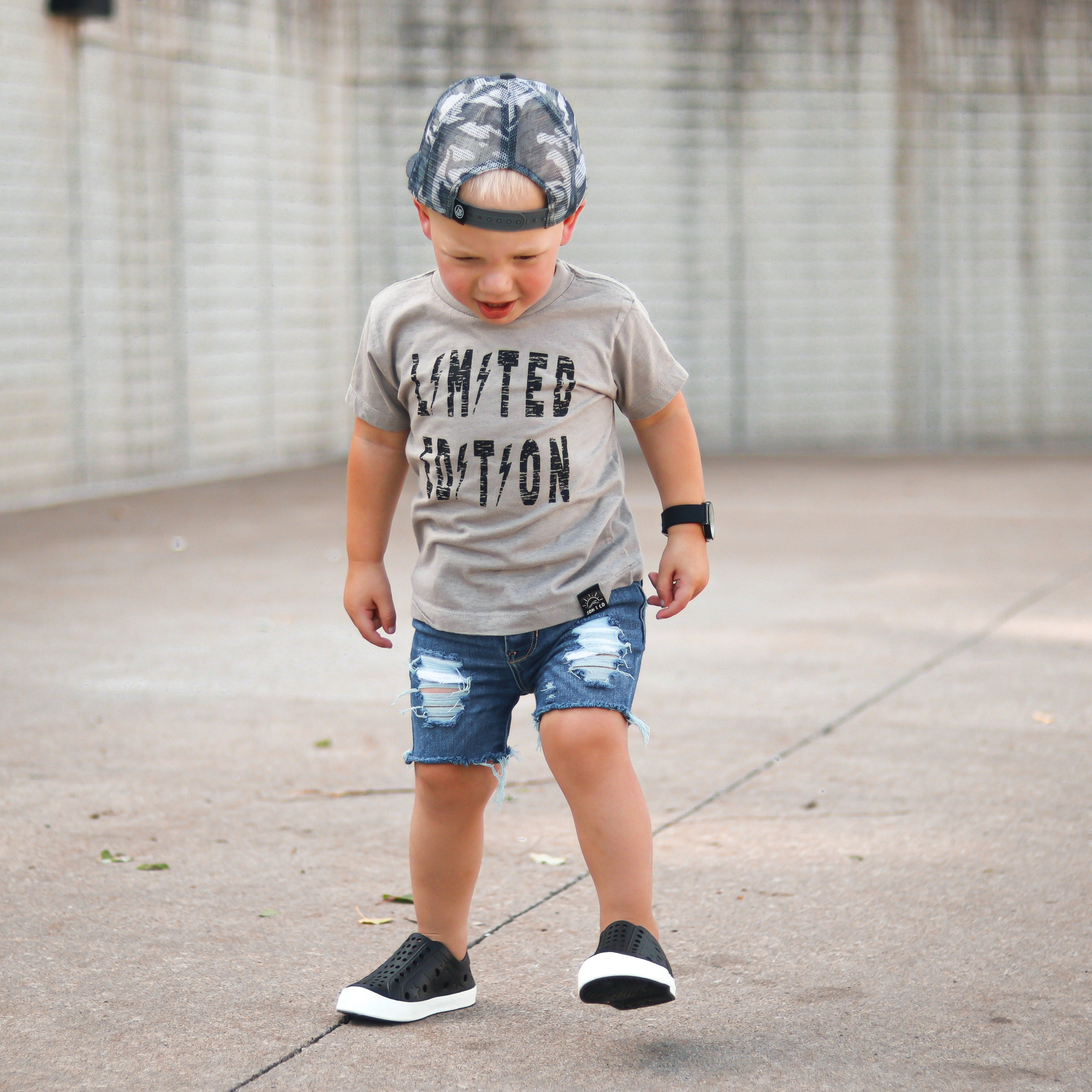 Toddler Perforated Slip On Water Sneakers in Black - Ello