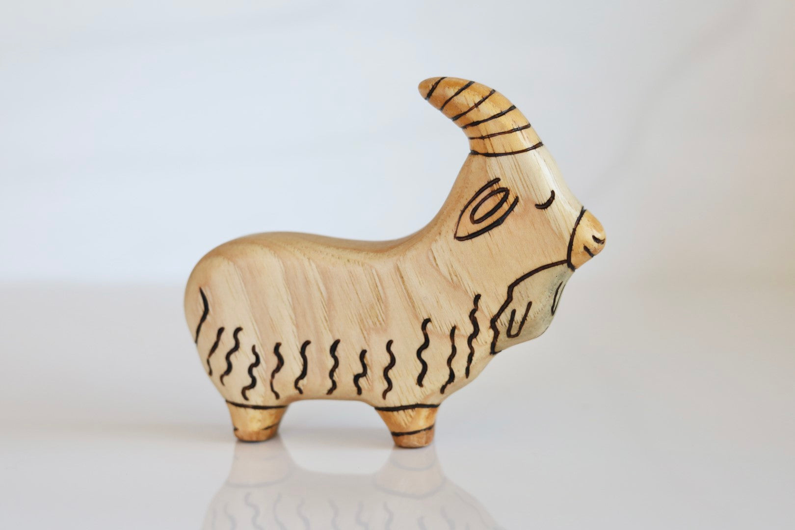 Wooden Bearded Goat Toy