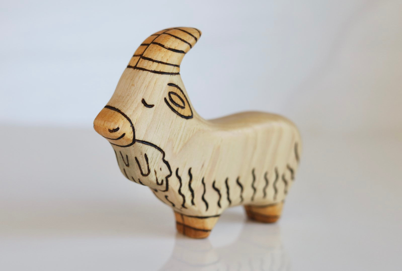 Wooden Bearded Goat Toy