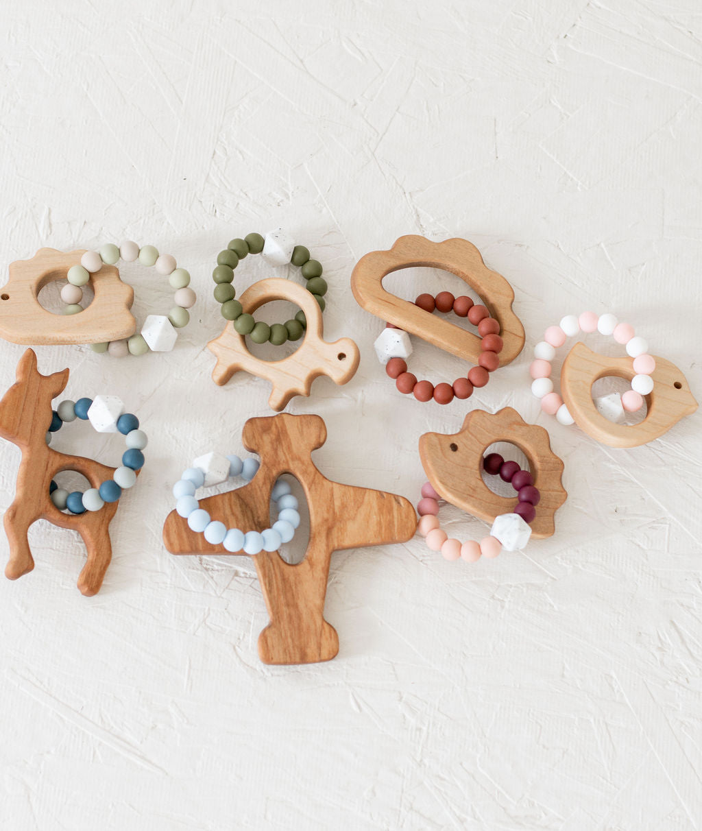 Wooden Teether With Silicone Ring