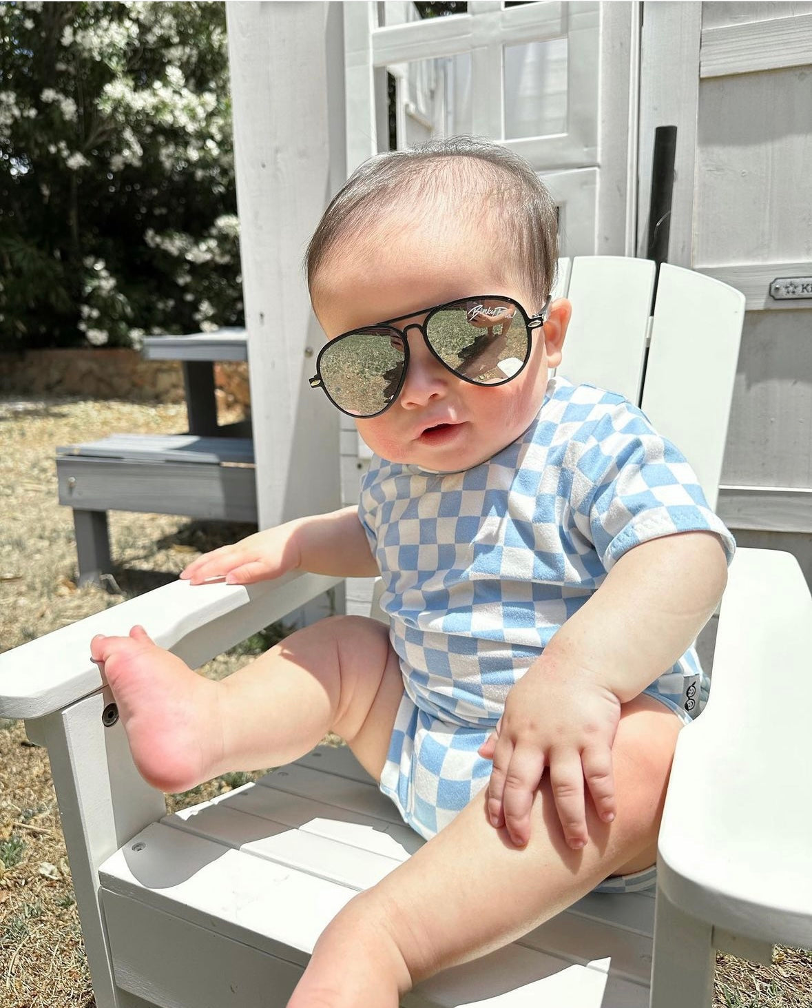 Blue Retro Checkered Summer Lounge Set