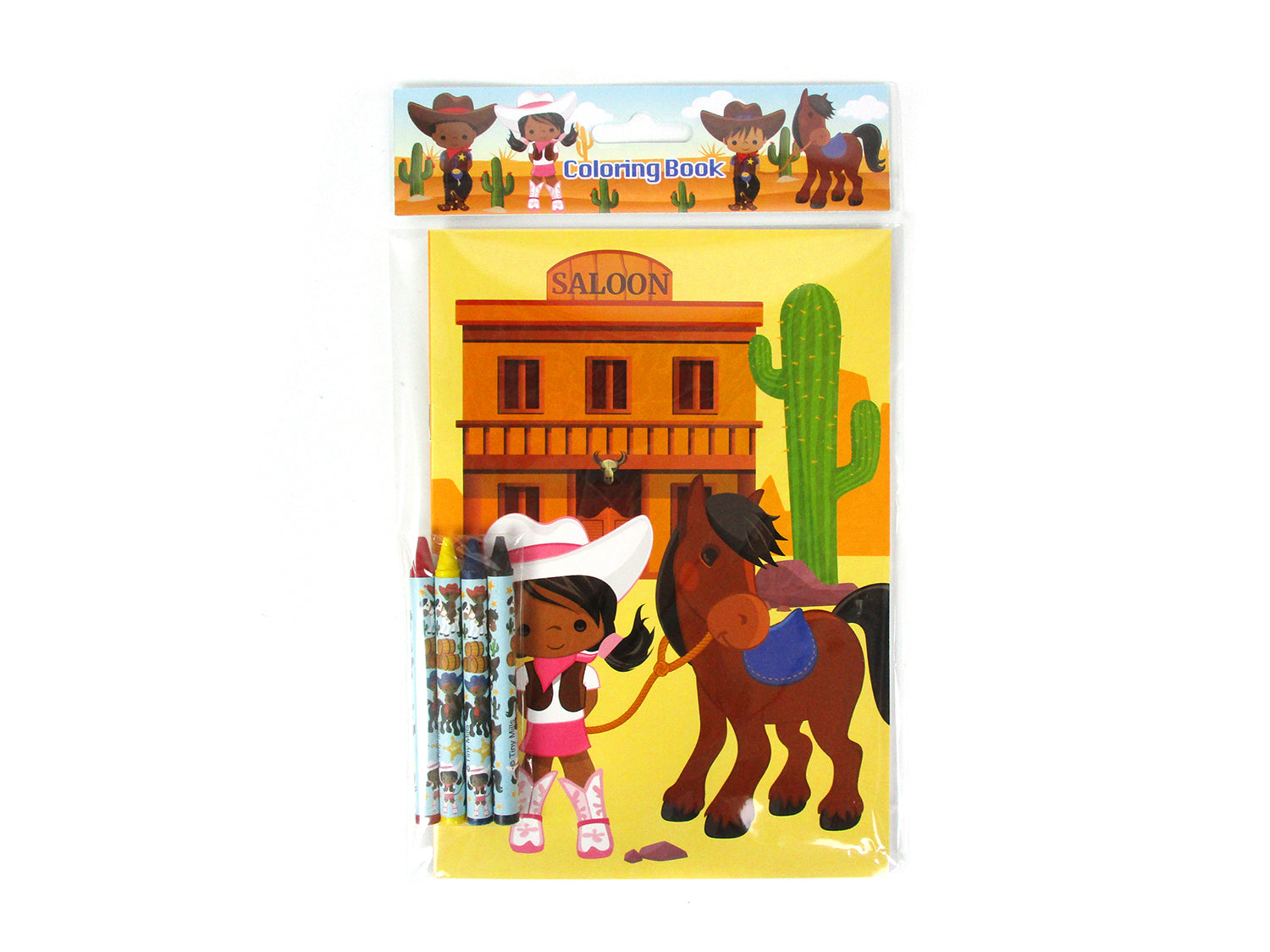 Western Black Cowboy Cowgirl Coloring Books With Crayons Party Favors - Set Of 6 Or 12
