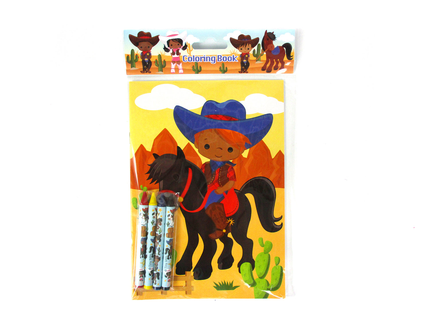 Western Black Cowboy Cowgirl Coloring Books With Crayons Party Favors - Set Of 6 Or 12