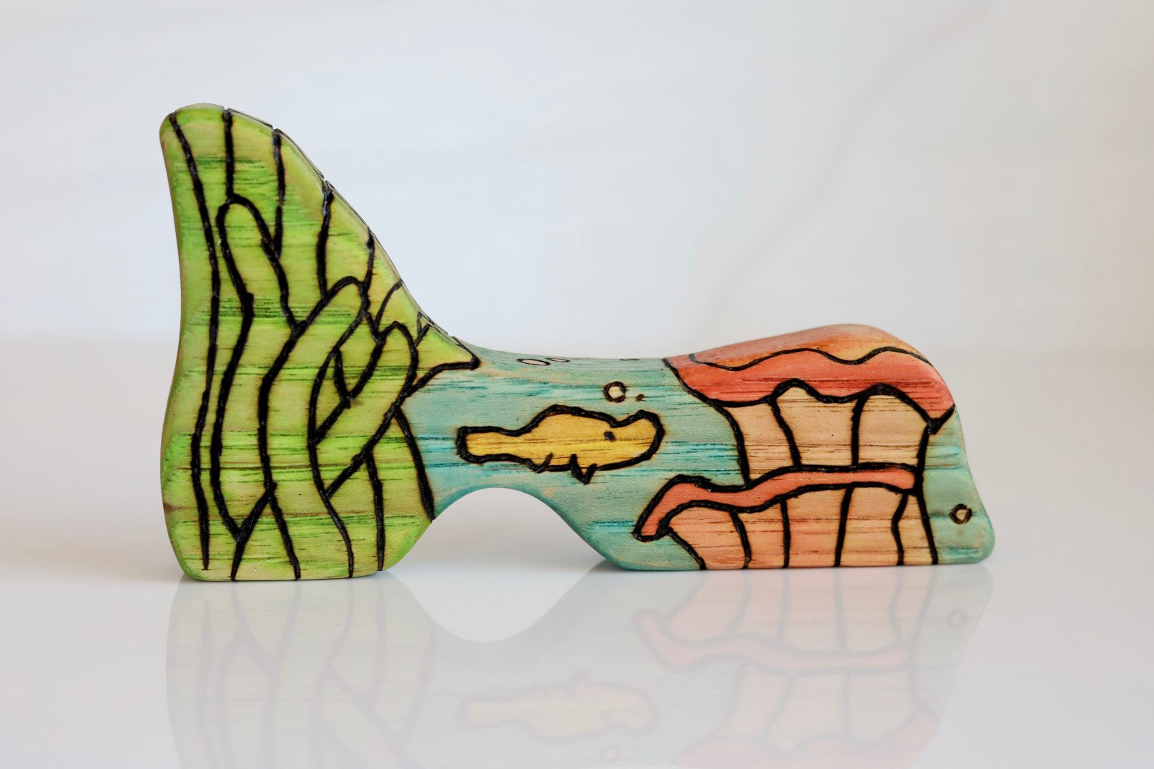 Wooden Ooak Underwater Catfish And Salamander Seaweed Playscape