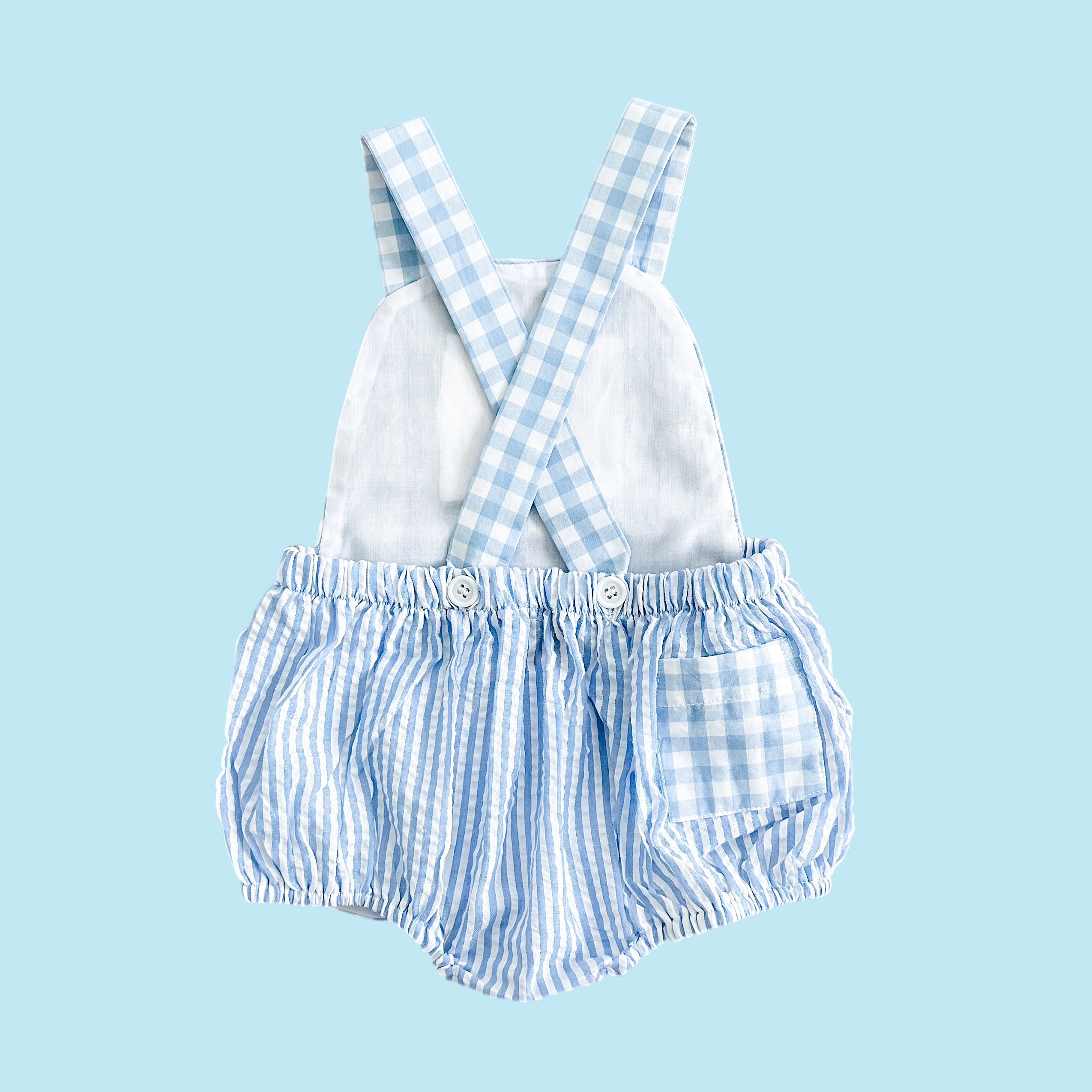 Smocked Blue First Birthday Bubble