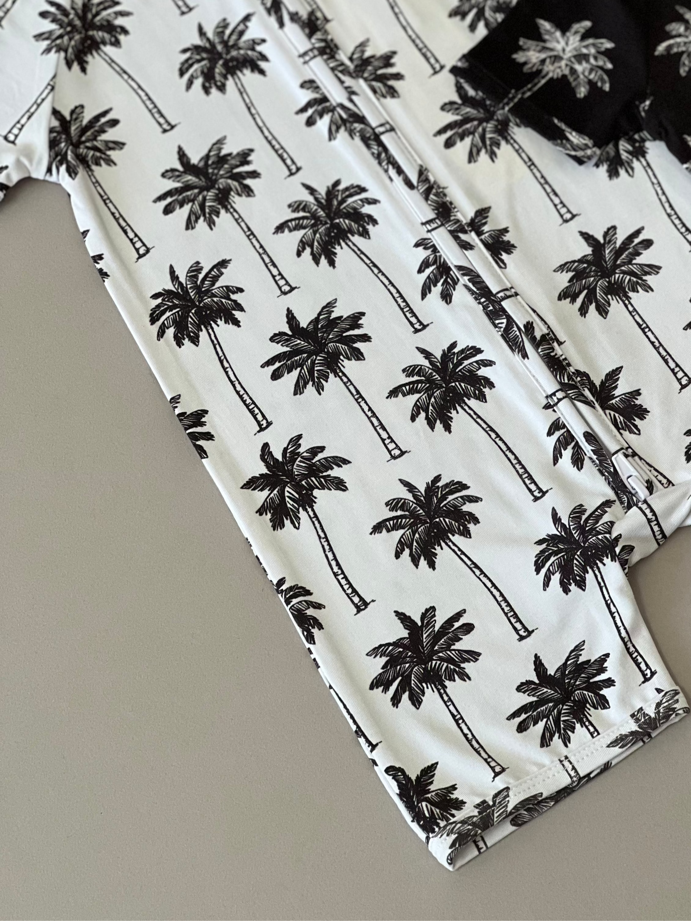 Bamboo Shorty Romper | Palm Style White