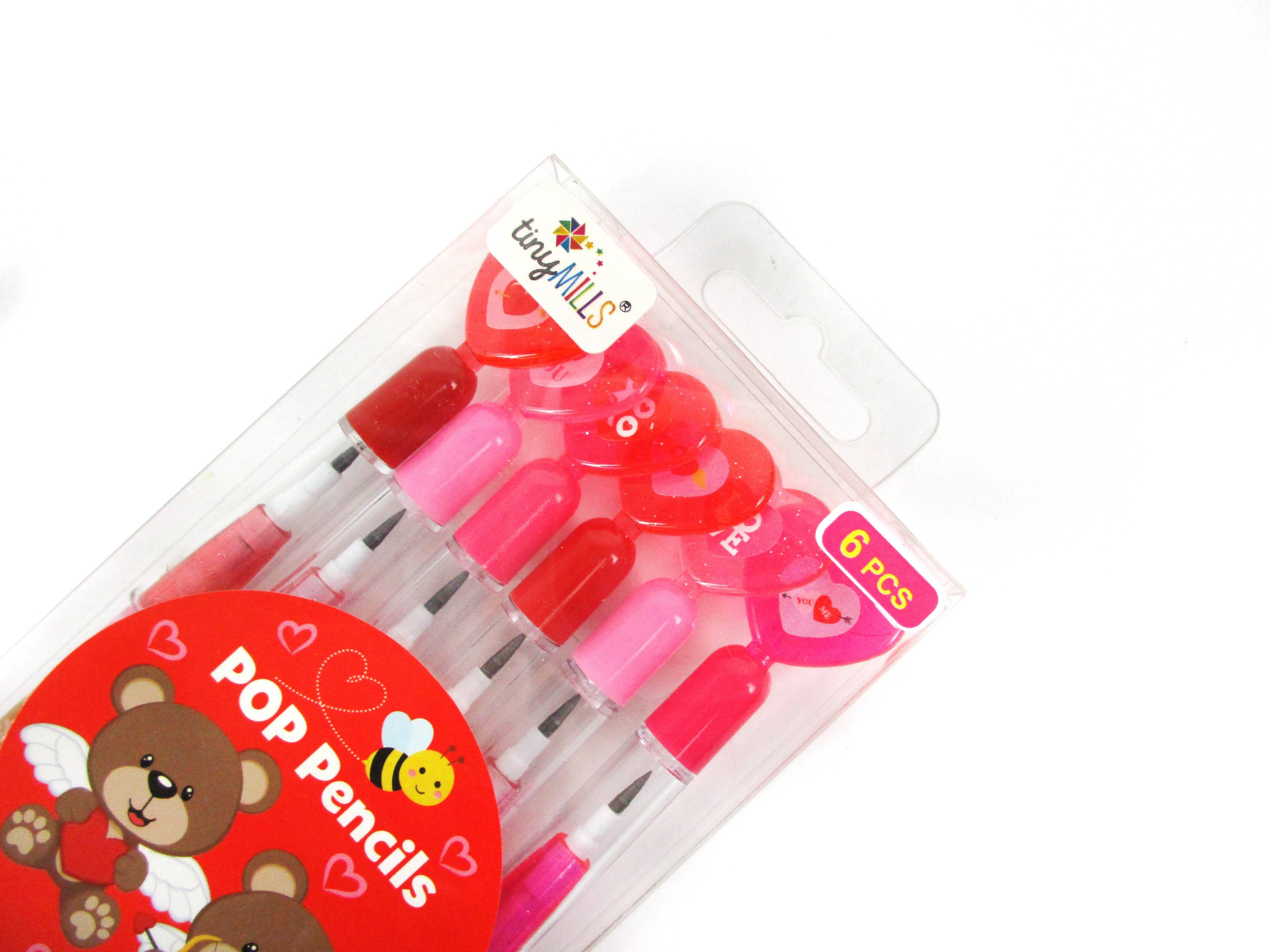 Valentine's Day Stackable Point Pencils - Set Of 6