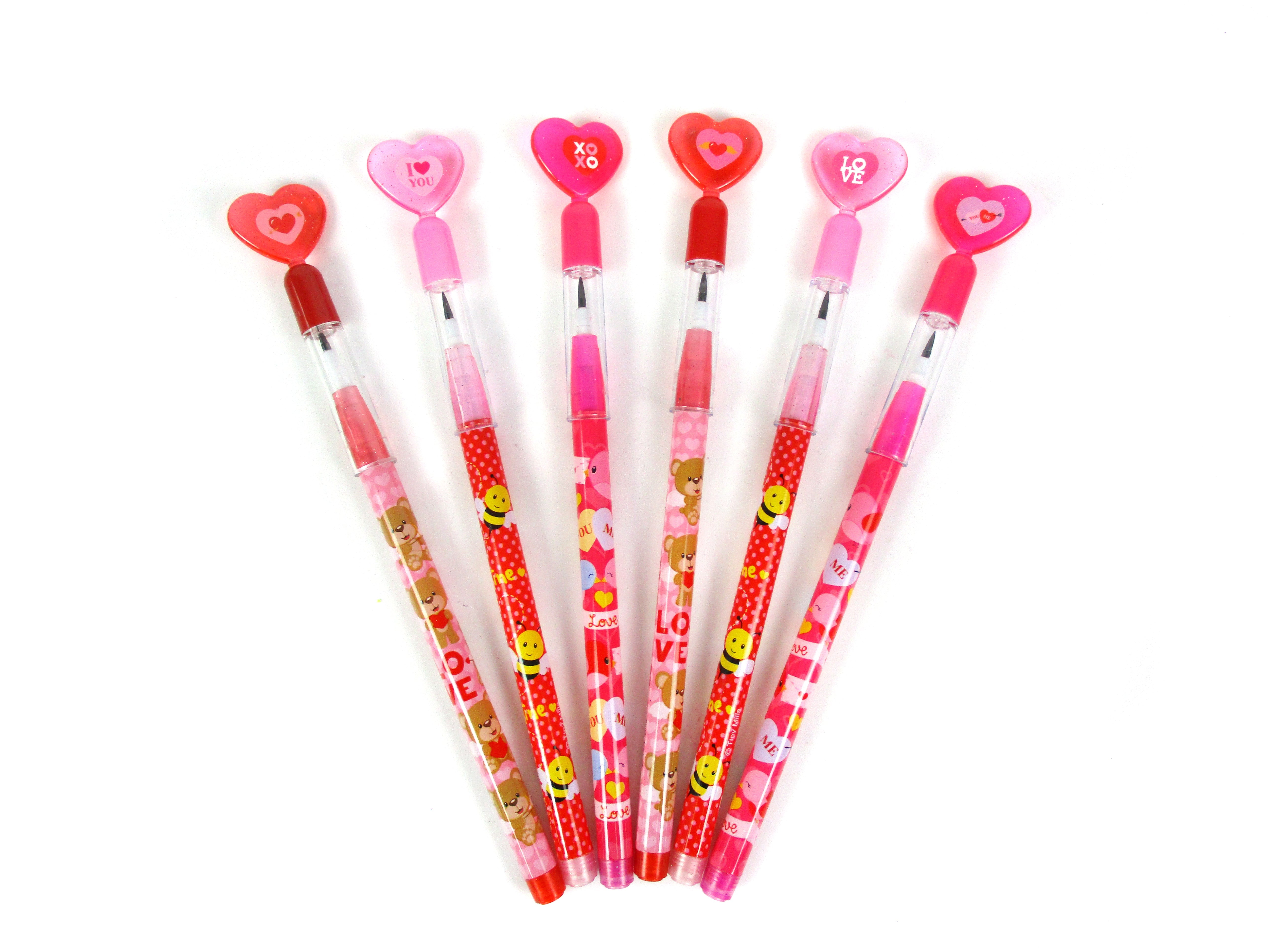 Valentine's Day Stackable Point Pencils - Set Of 6
