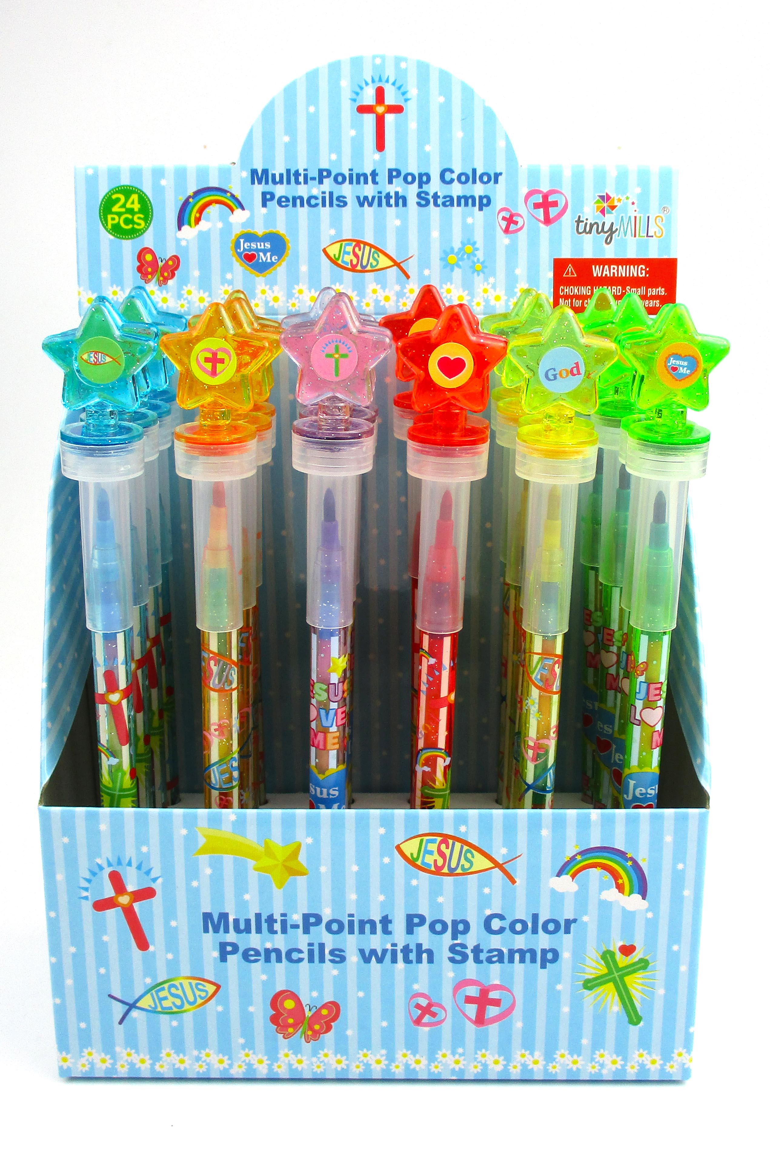 Religious Stackable Crayon With Stamper Topper