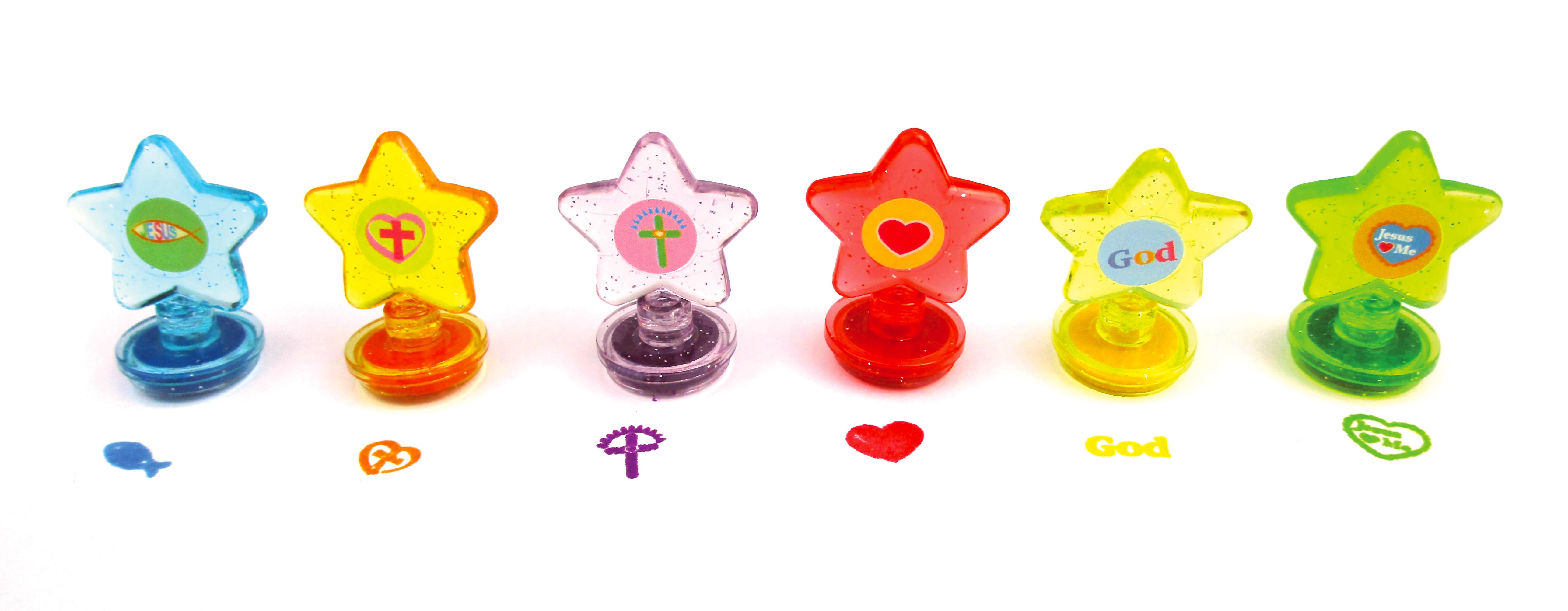 Religious Stackable Crayon With Stamper Topper