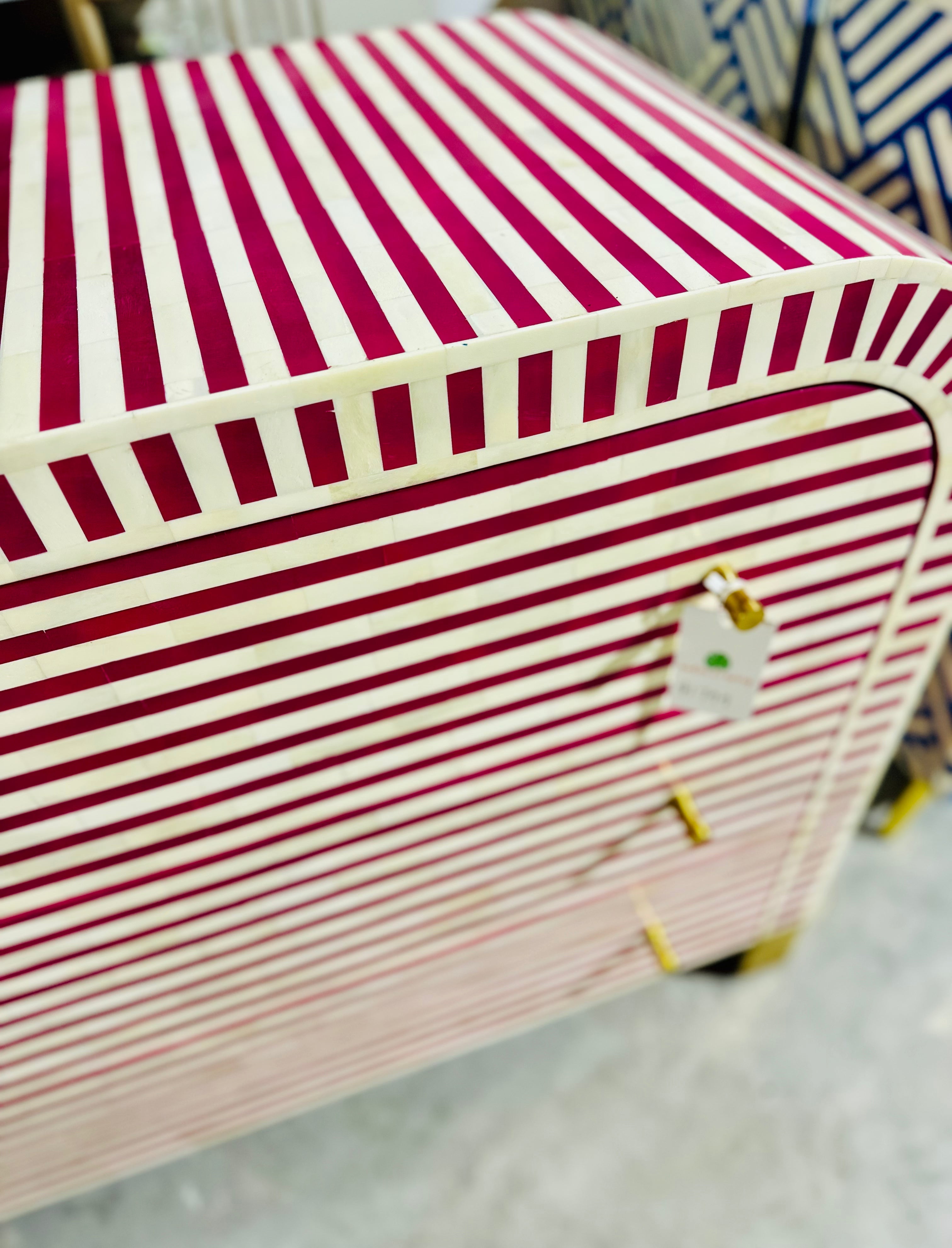 Hot Pink/white Bone Inlay 3-drawer Dresser