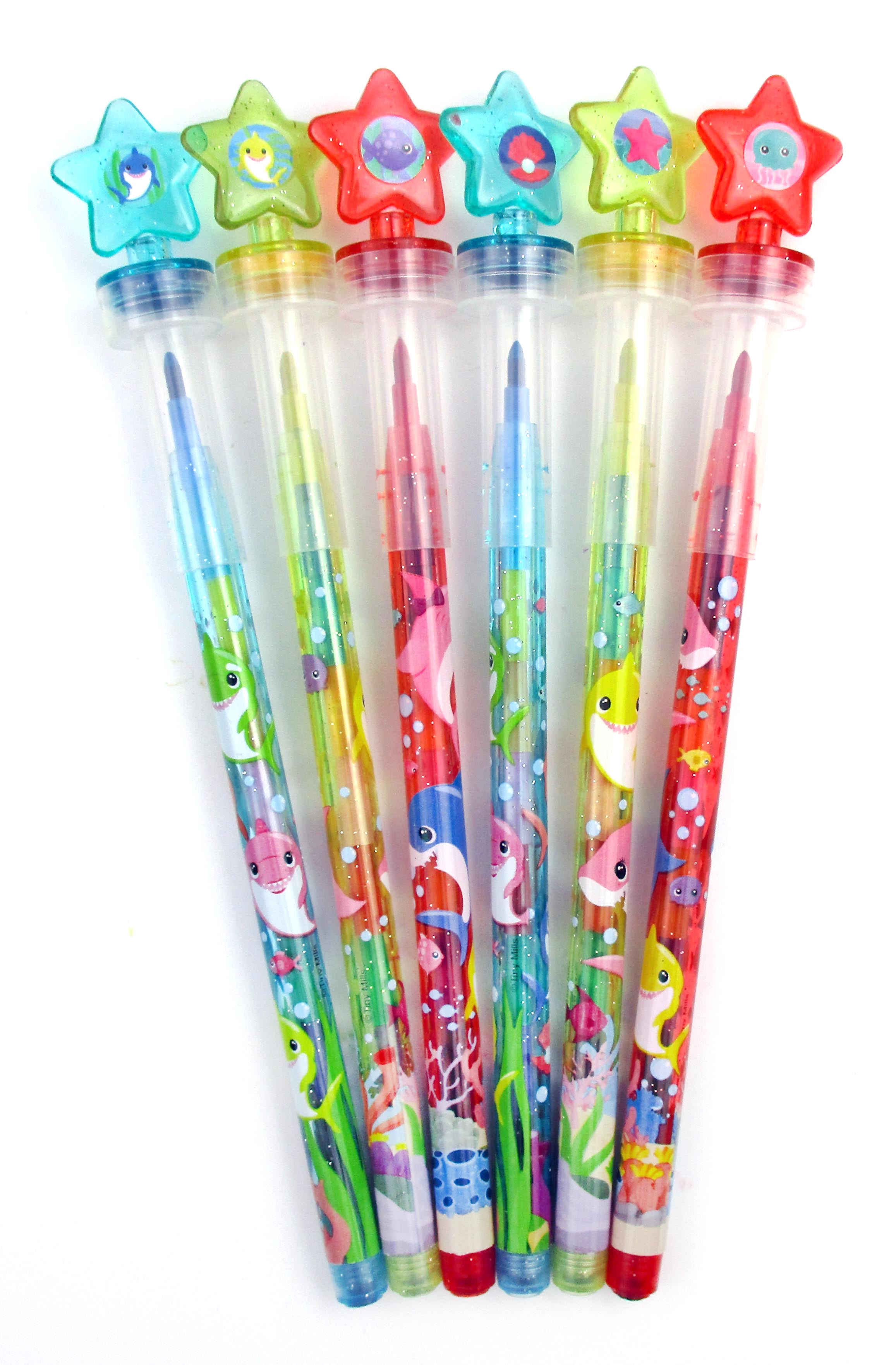 Shark Family Stackable Crayon With Stamper Topper