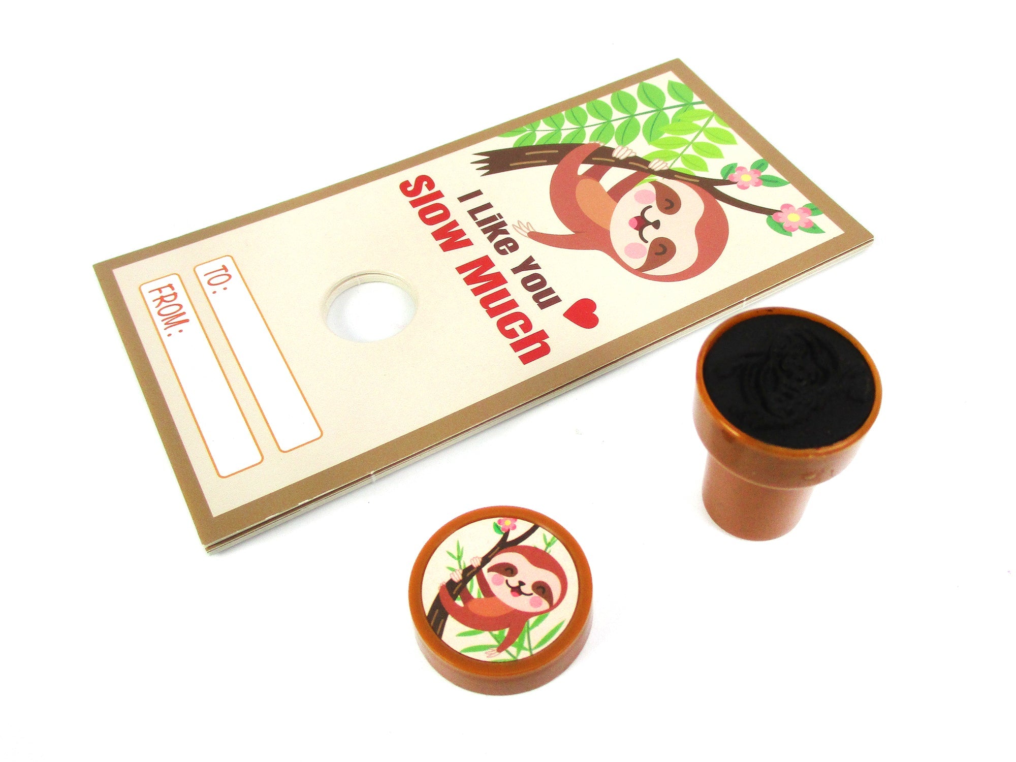 Sloth Valentine's Day Cards With Stampers For Classroom Exchange