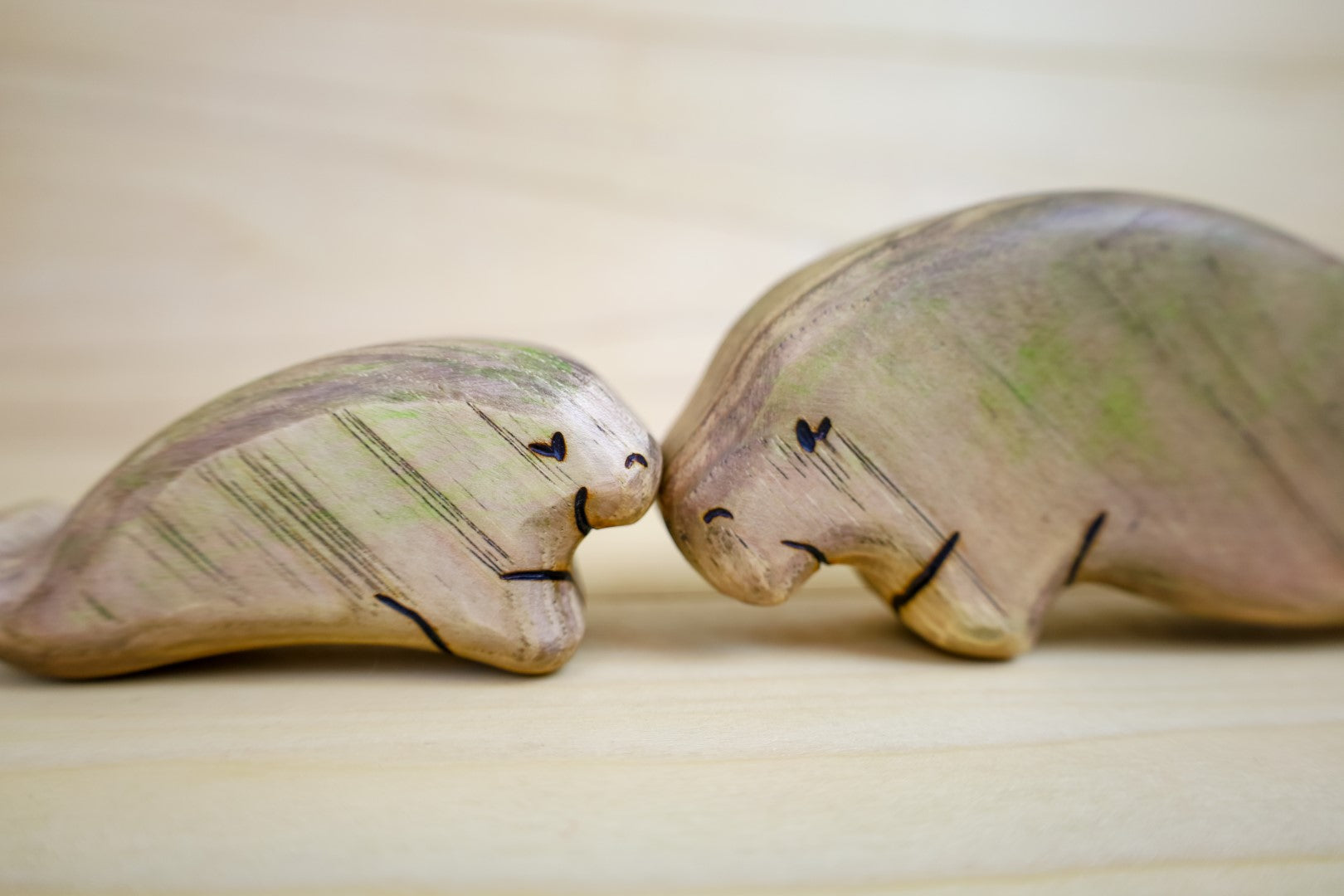 Wooden Manatee Toy- Mom Or Baby Manatee