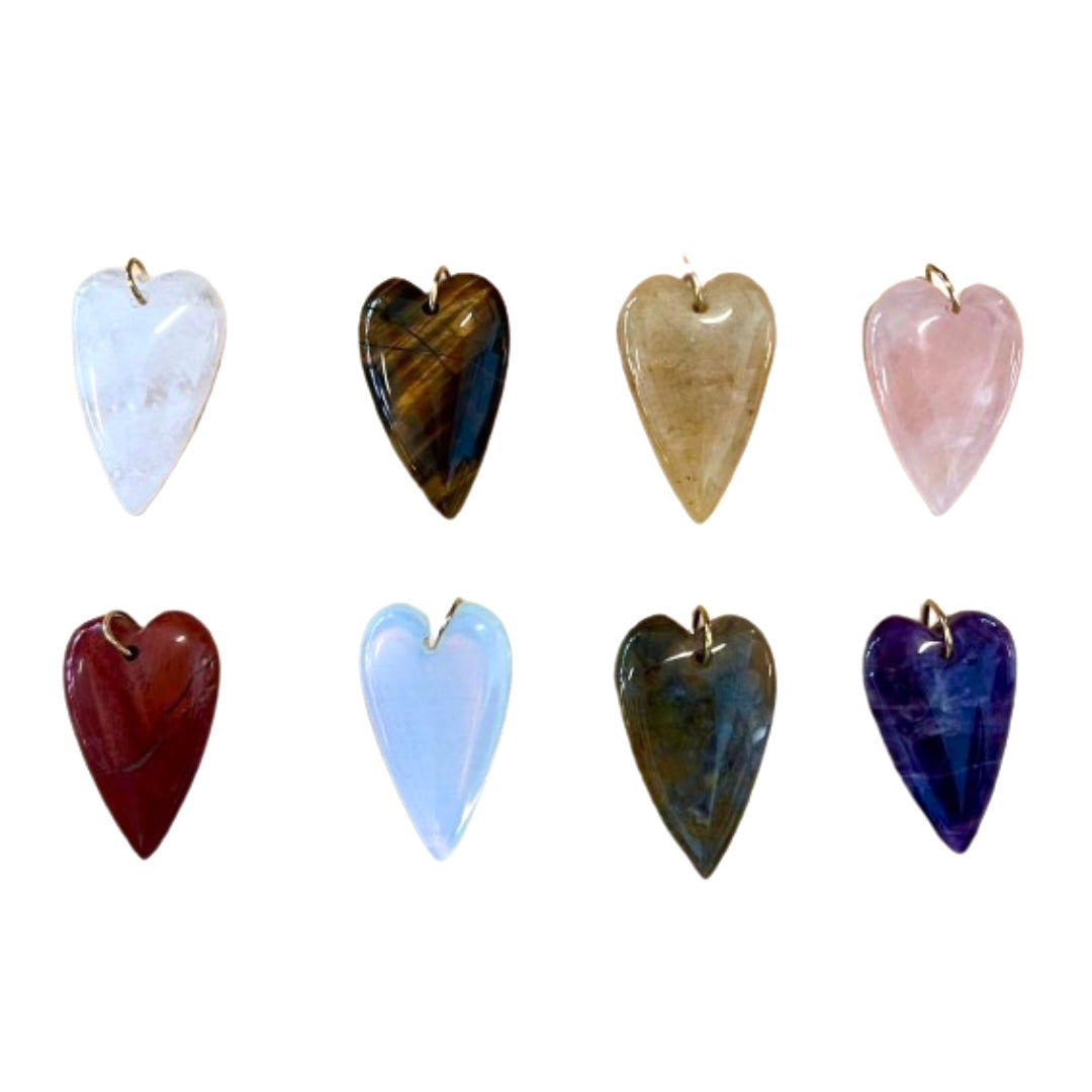 Gemstone Heart Leather Necklace