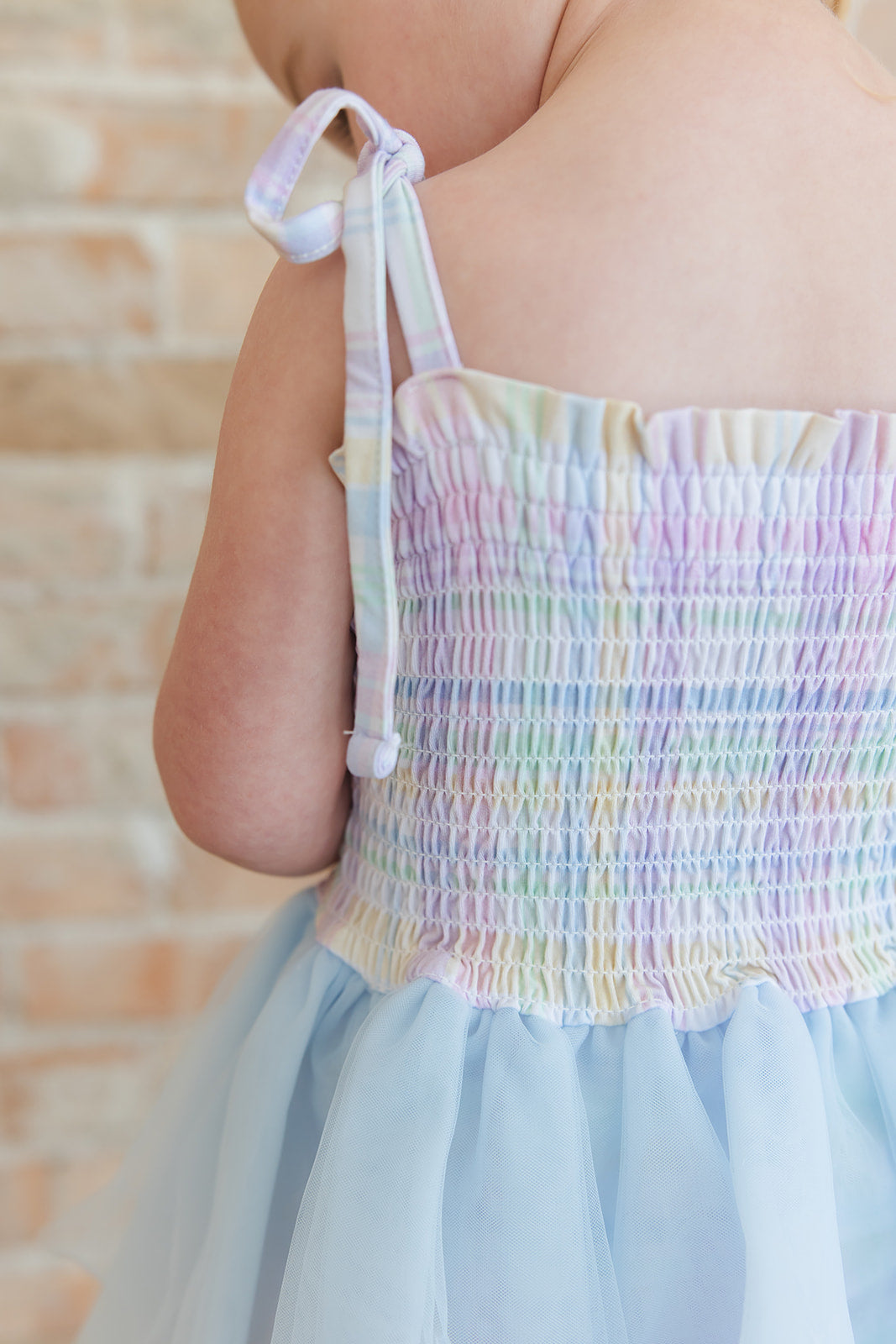 Pastel Prep - Smocked Tulle Bodysuit Dress