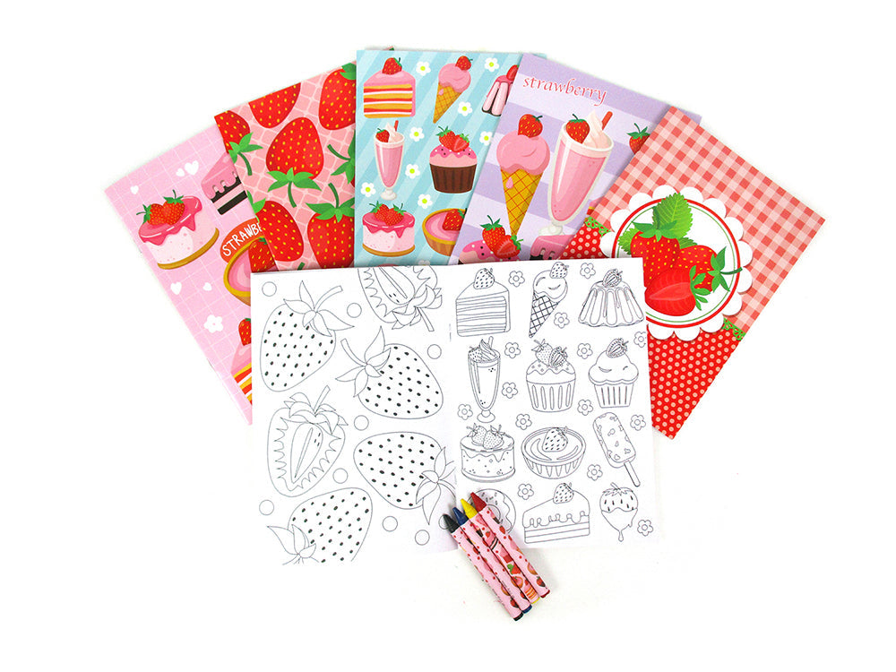Strawberry Coloring Books With Crayons Party Favors - Set Of 6 Or 12