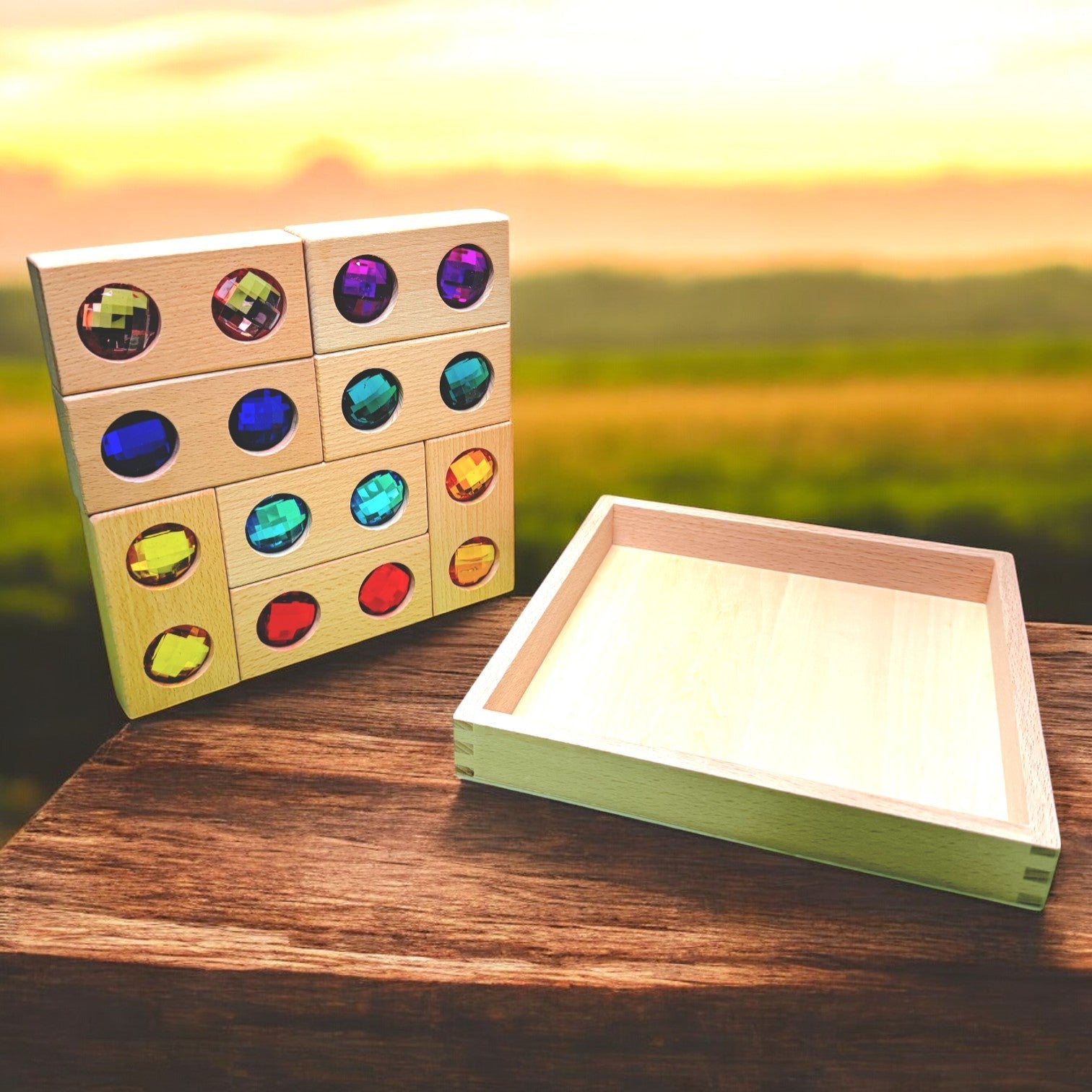 8 Pcs Rectangular Gemmed Blocks With Storage Tray