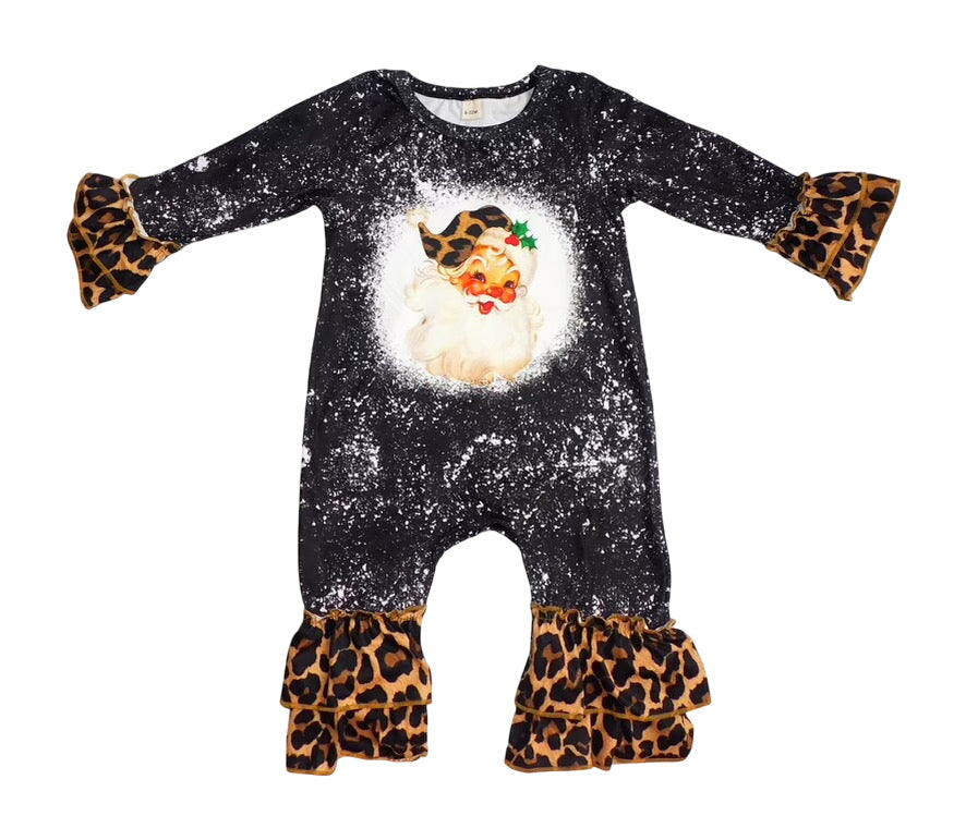 Bleached Vintage Leopard Santa Romper