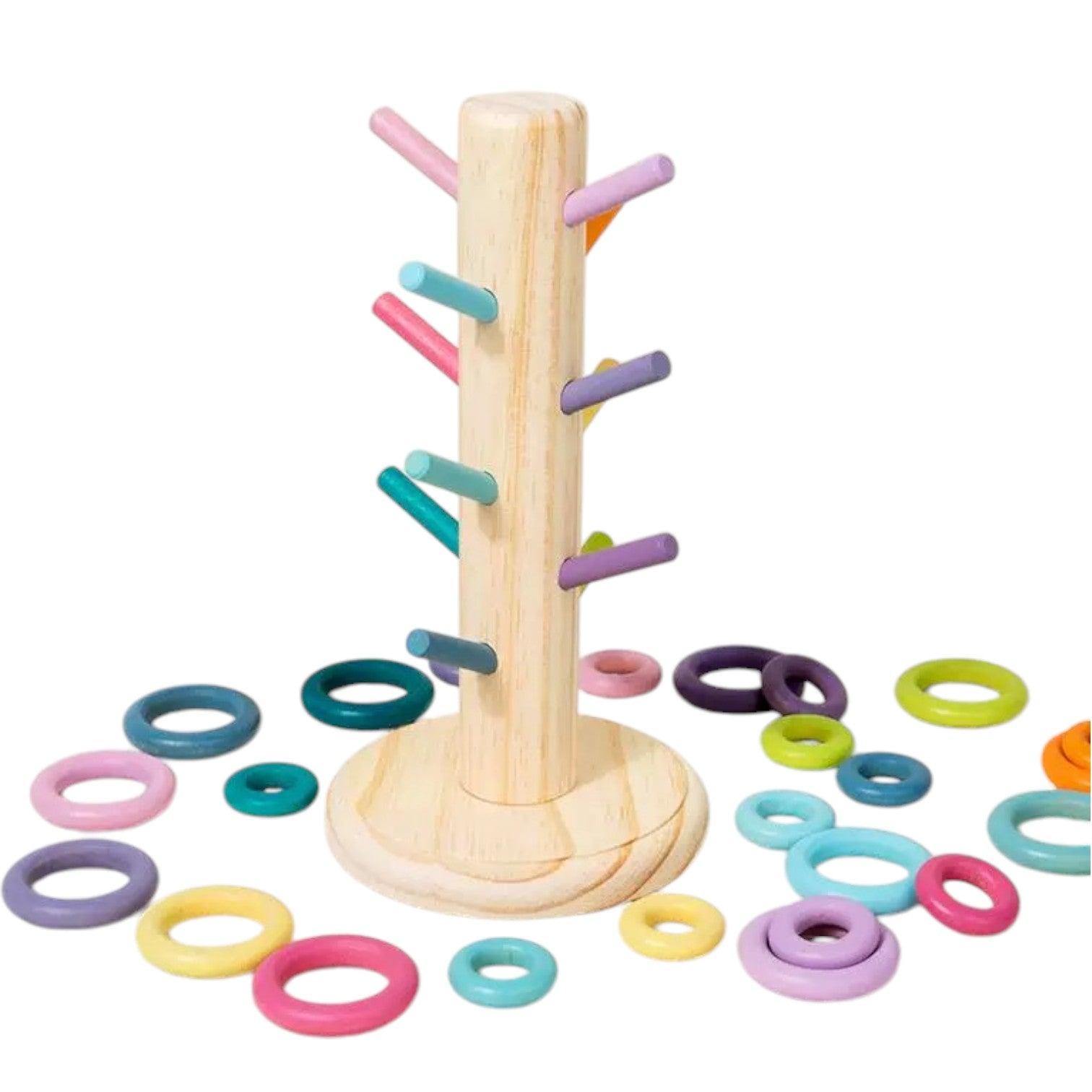 12 Dowels Sorting Helper Tree With 24 Building Rings Set