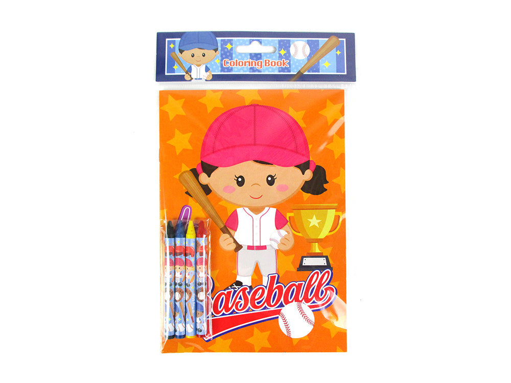 Baseball Coloring Books With Crayons Party Favors - Set Of 6 Or 12