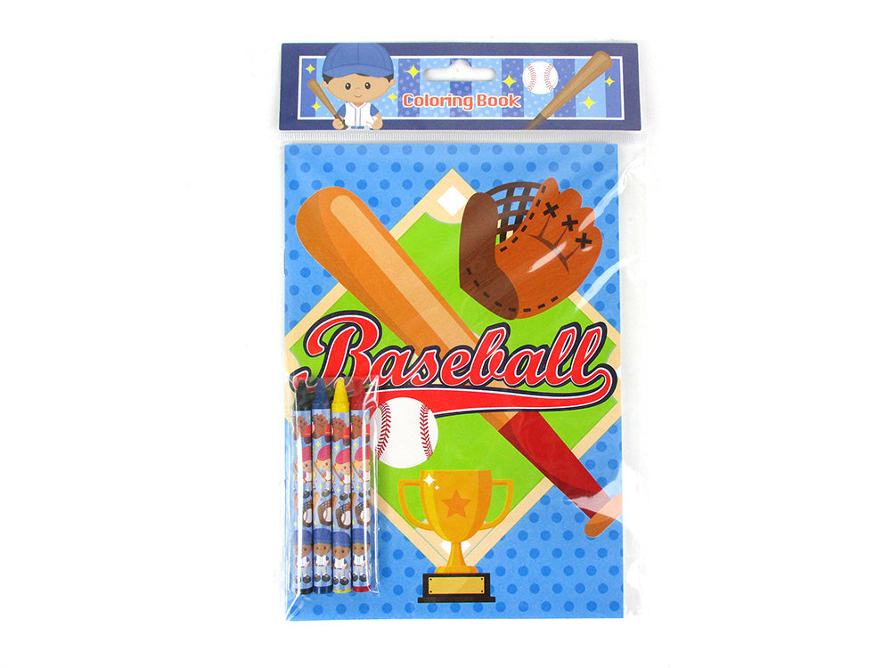 Baseball Coloring Books With Crayons Party Favors - Set Of 6 Or 12