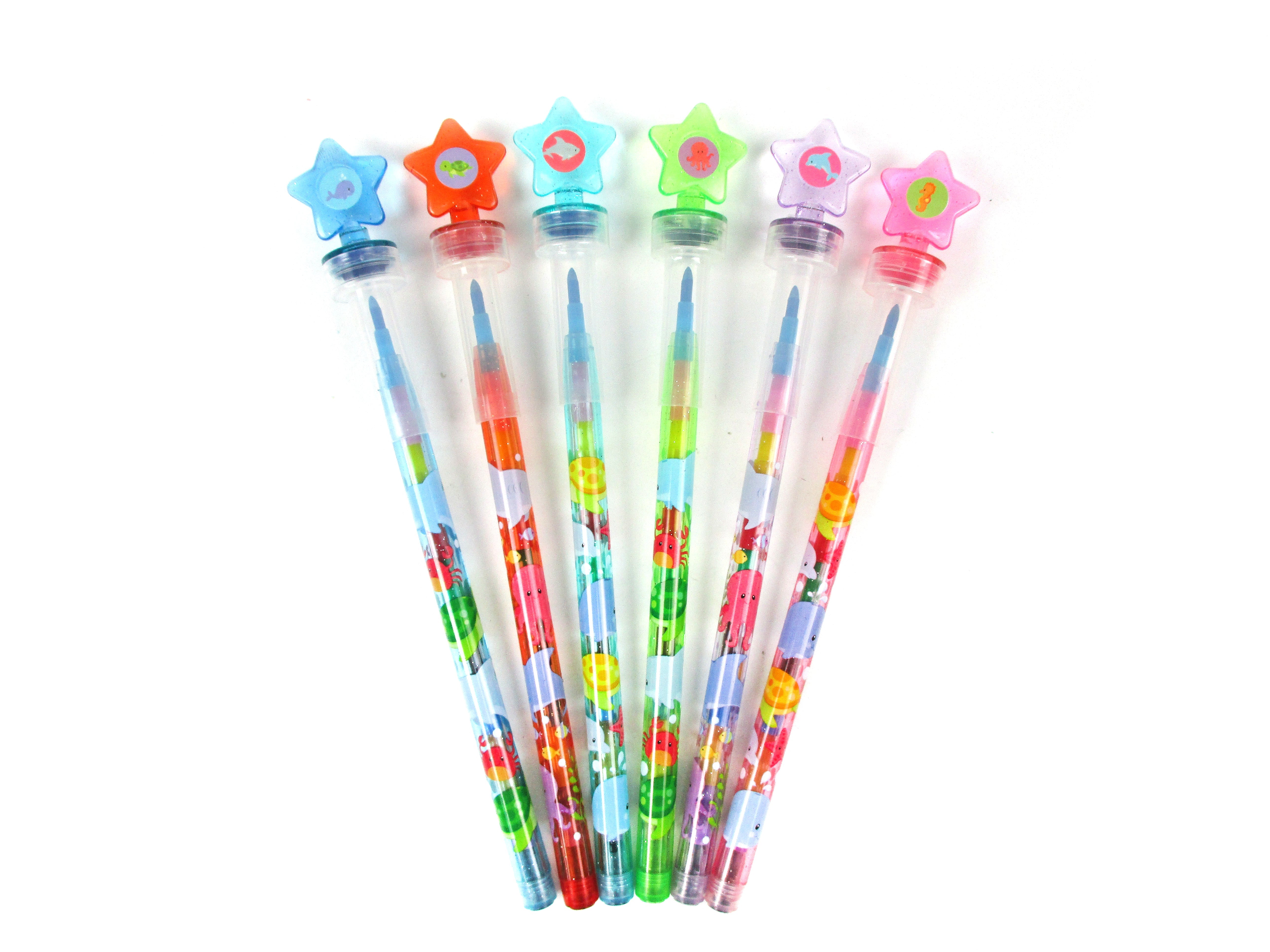 Sea Life Ocean Animal Stackable Crayon With Stamper Topper