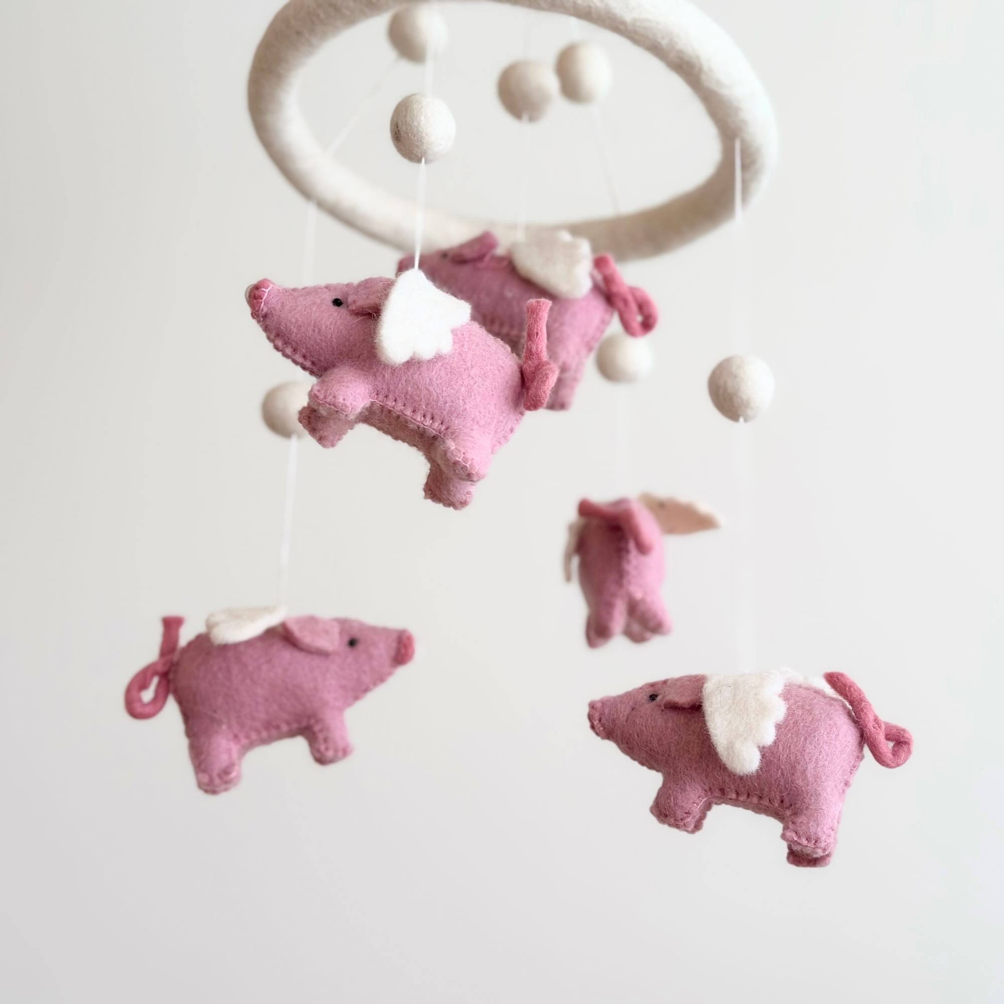Felt Baby Mobile - Flying Pig