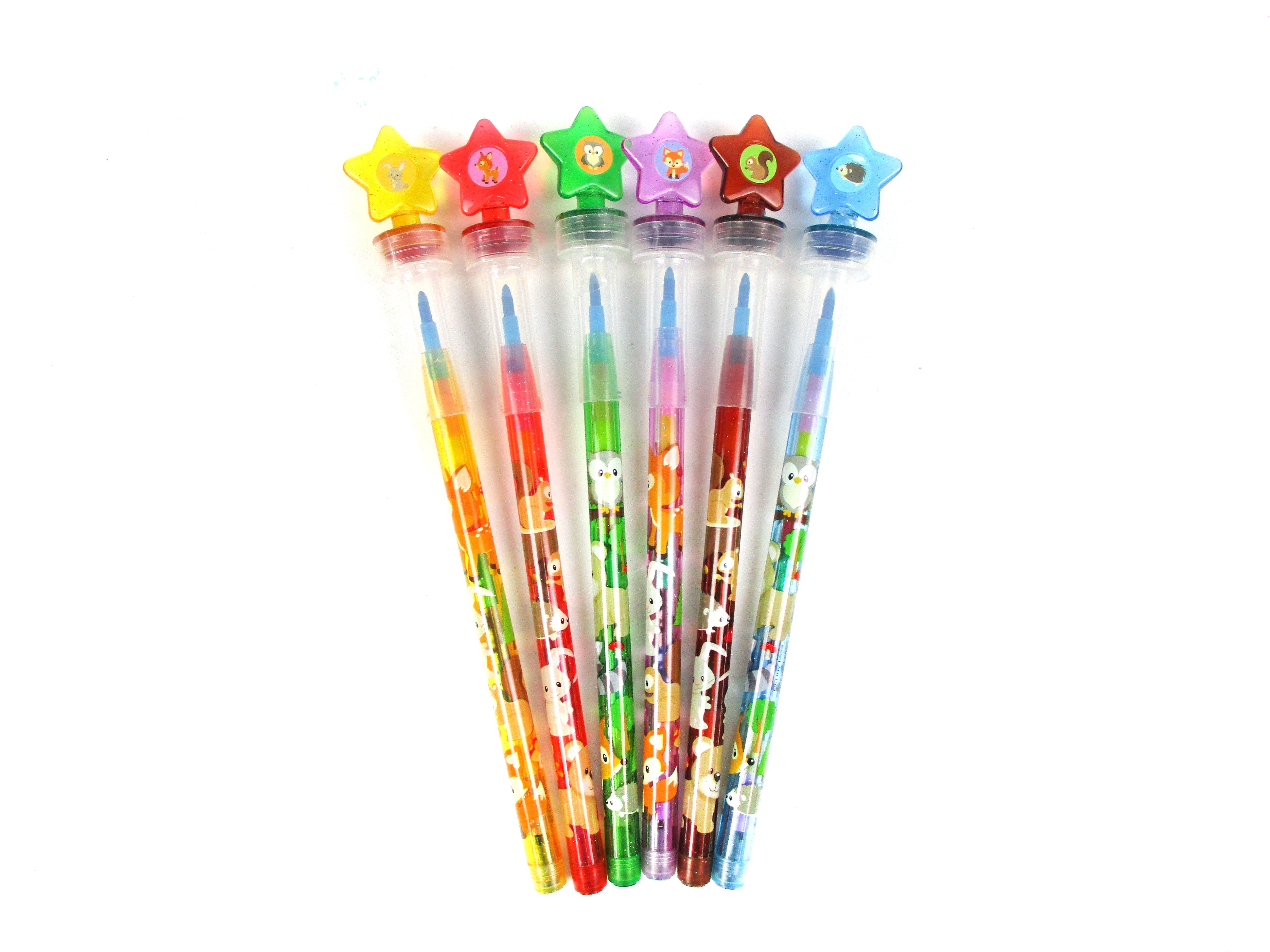 Woodland Animals Stackable Crayon With Stamper Topper
