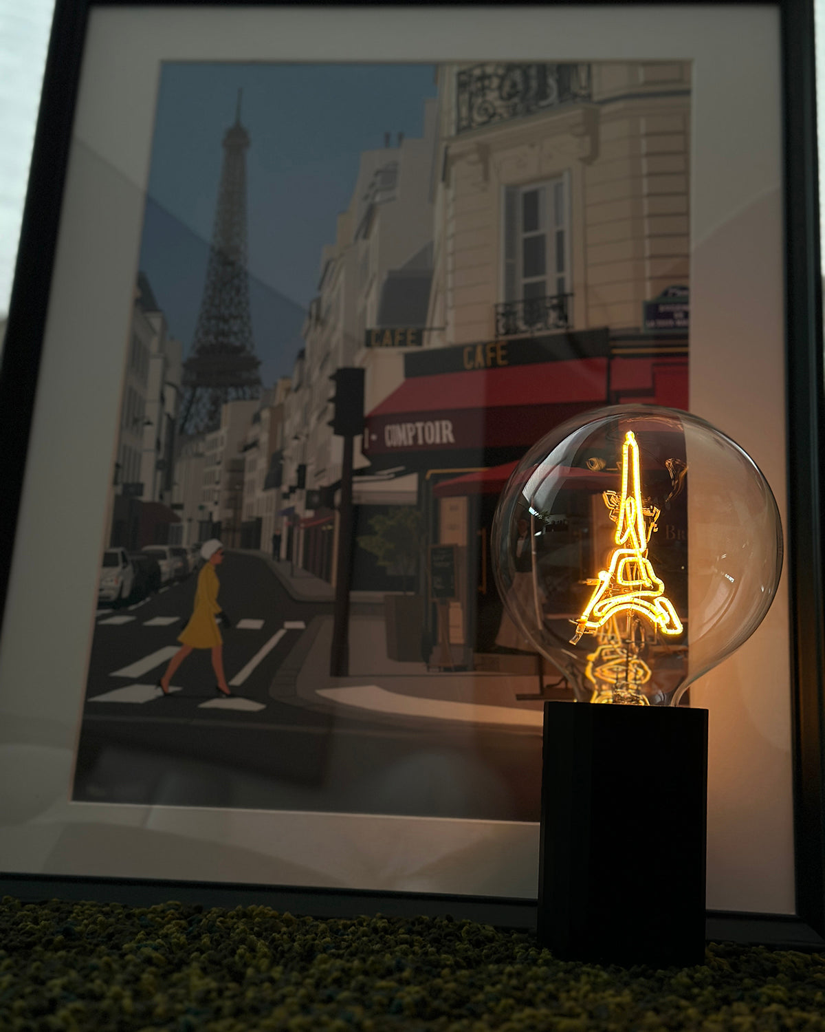 Mitb Bulb Eiffel Tower Amber With Base Table Lamp Portable
