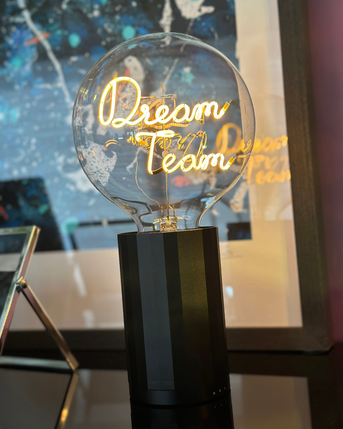 Mitb Bulb Dream Team Amber With Base Table Lamp Portable