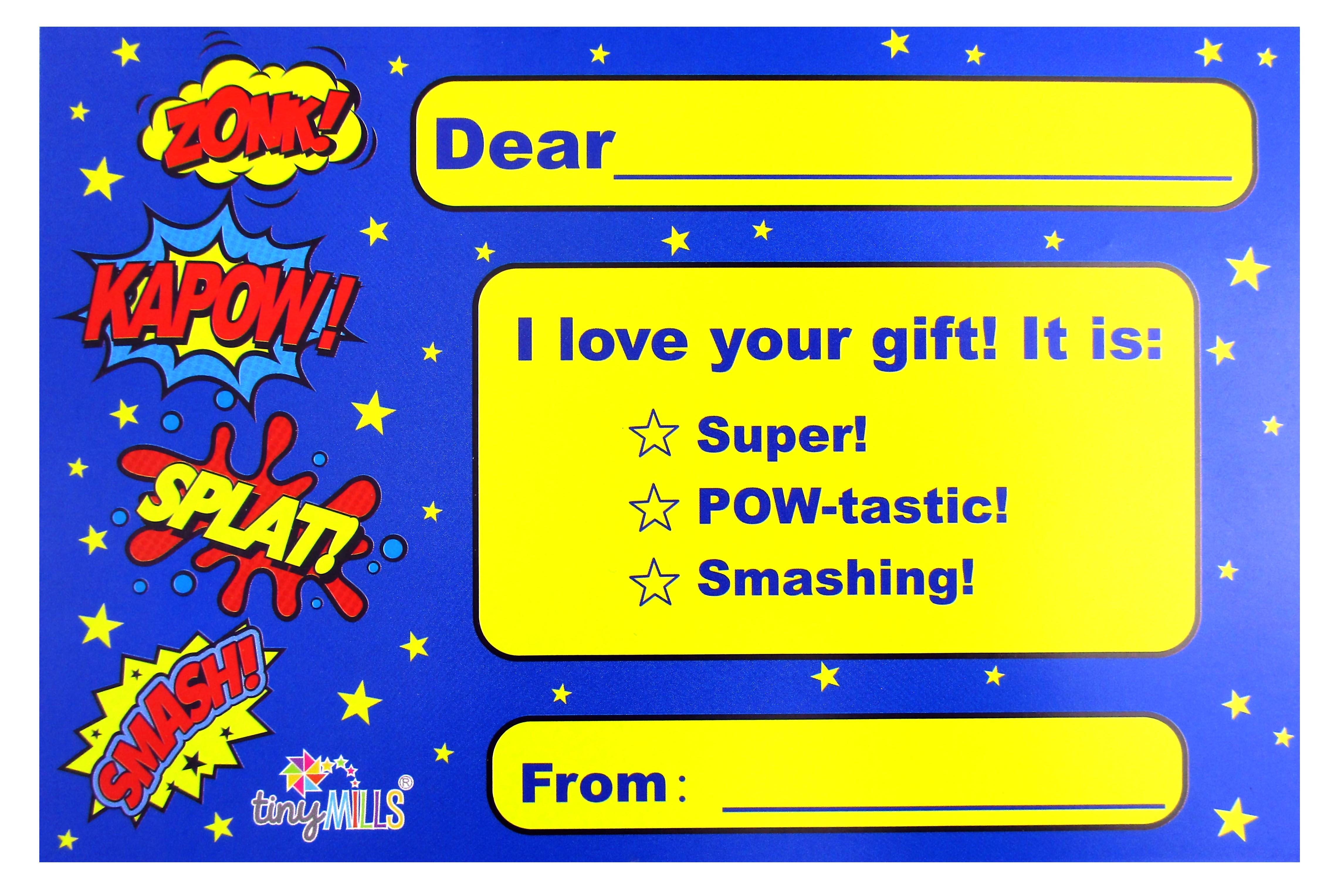 Superhero Fill-in Birthday Thank You Cards For Kids