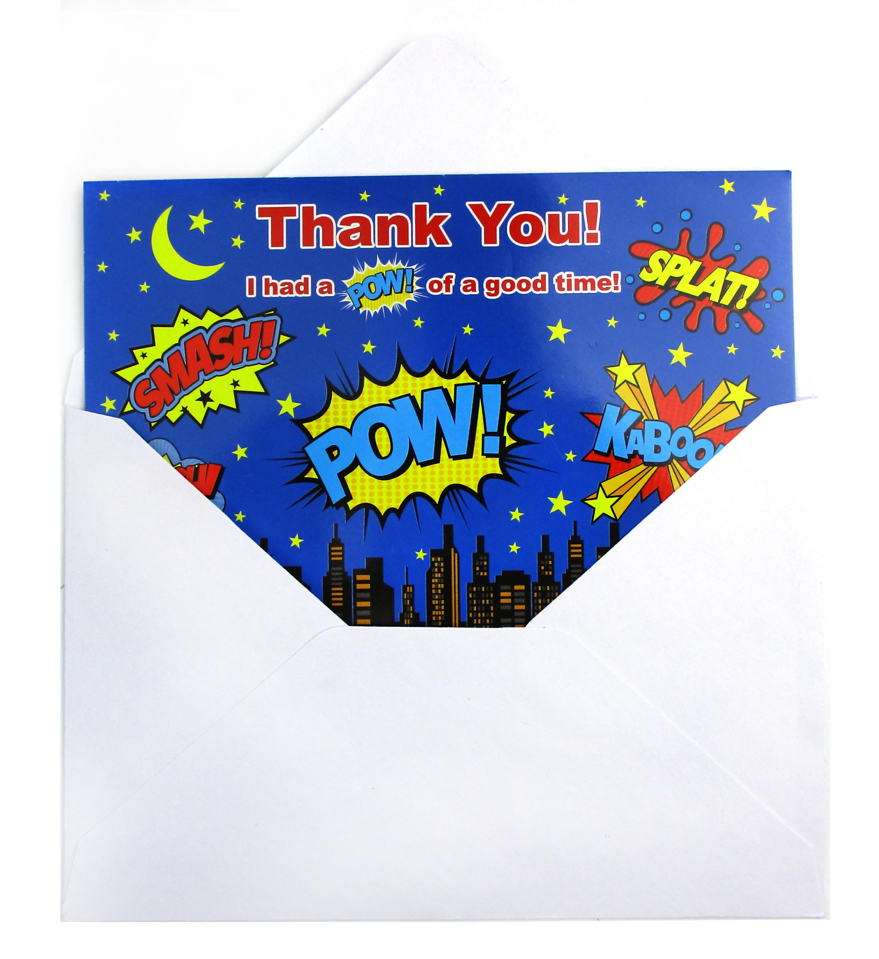 Superhero Fill-in Birthday Thank You Cards For Kids