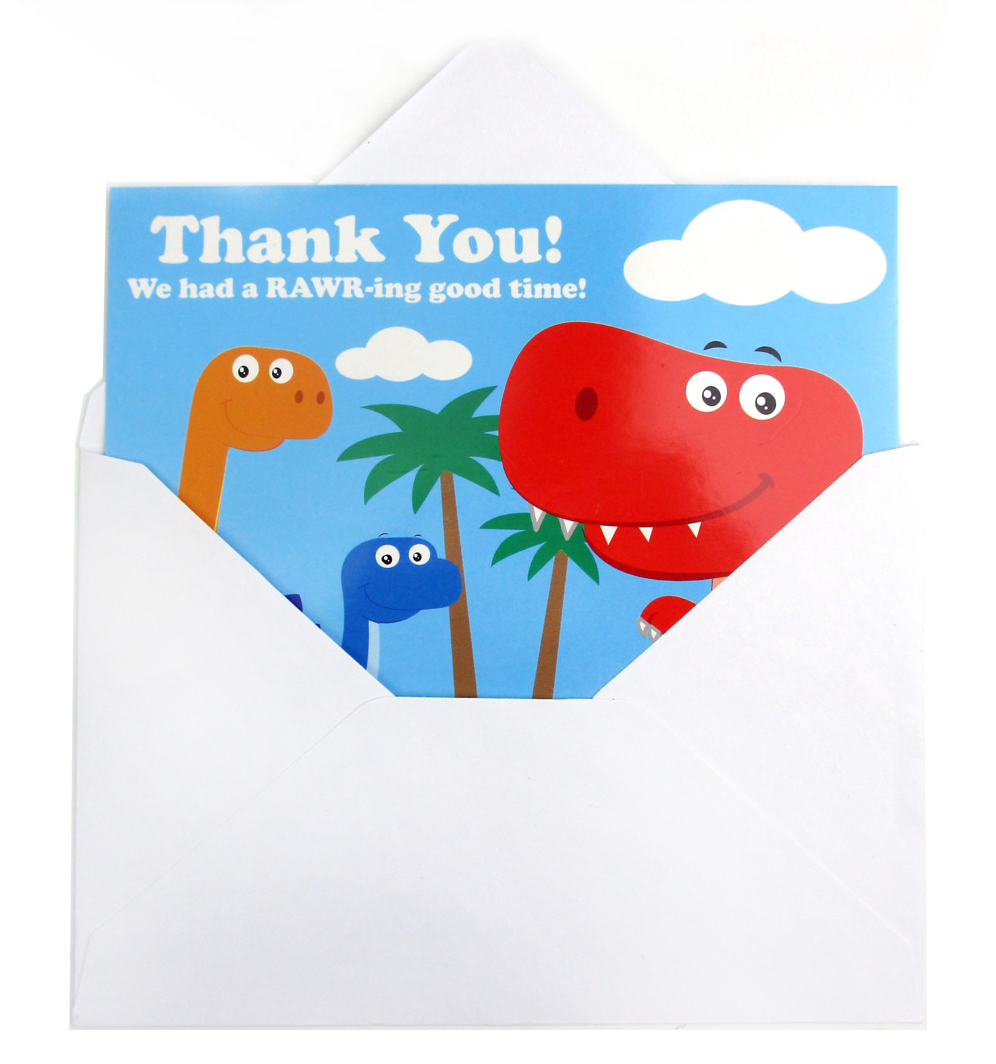 Dinosaur Fill-in Birthday Thank You Cards For Kids