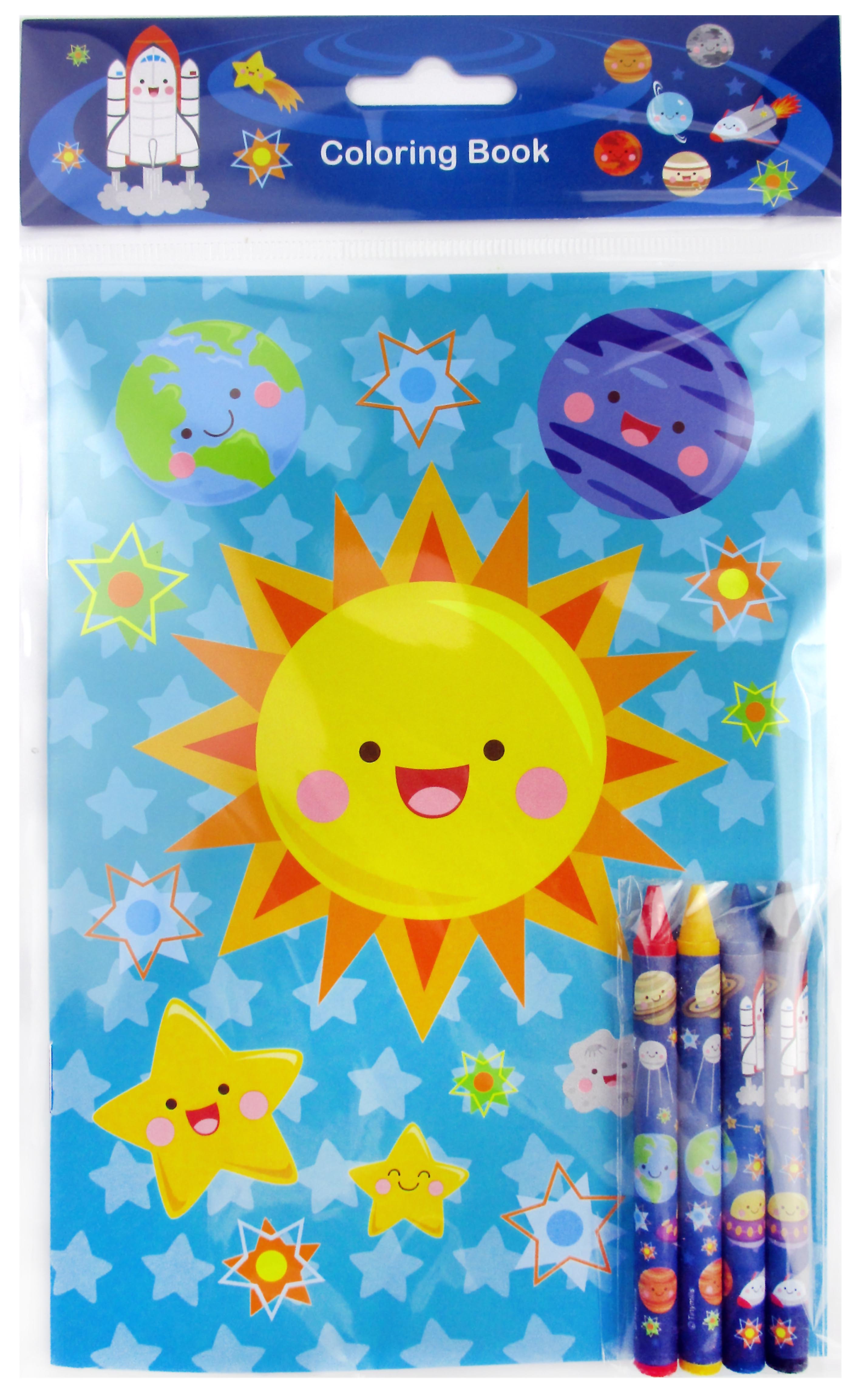 Outer Space Coloring Books With Crayons Party Favors - Set Of 6 Or 12