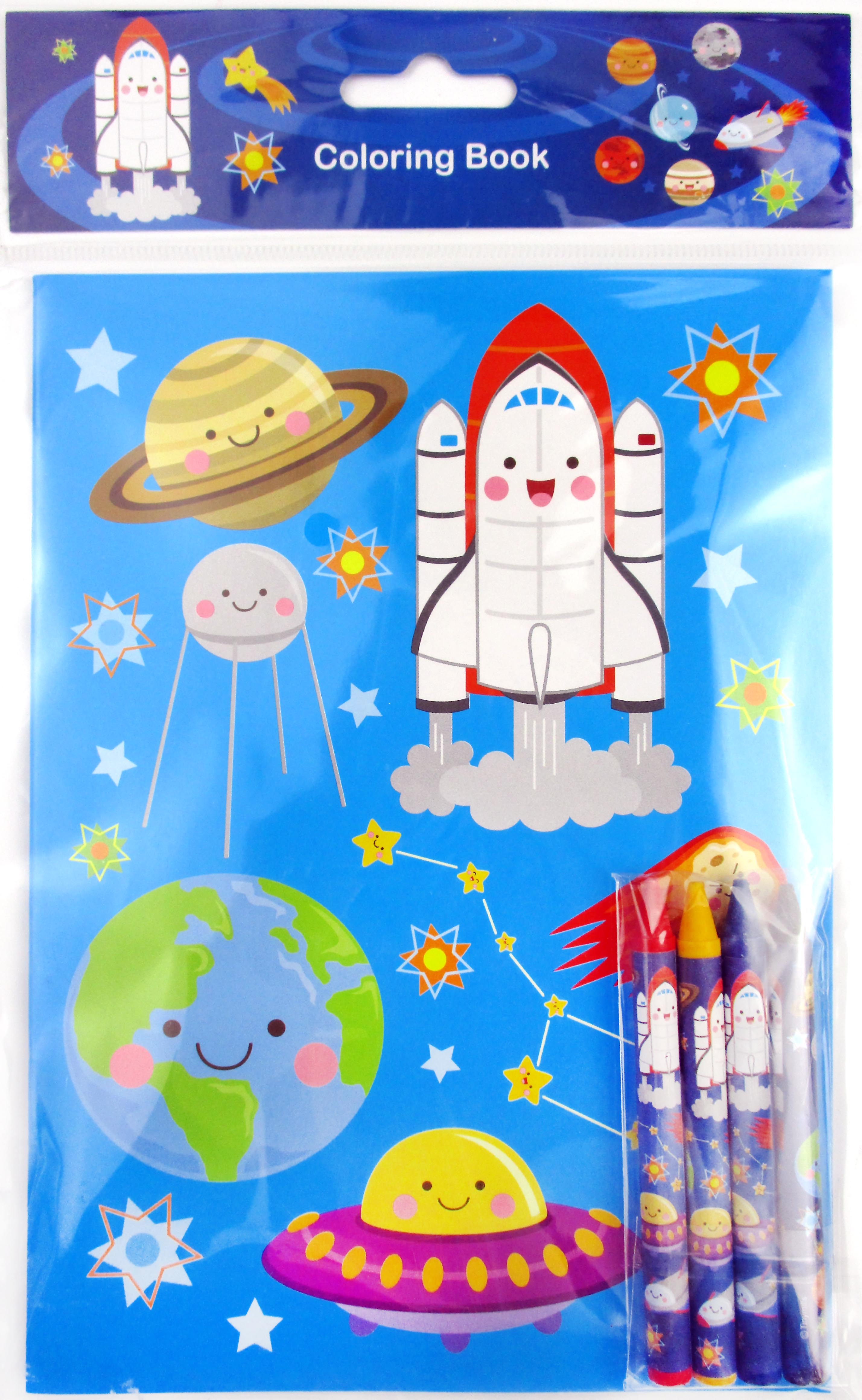 Outer Space Coloring Books With Crayons Party Favors - Set Of 6 Or 12