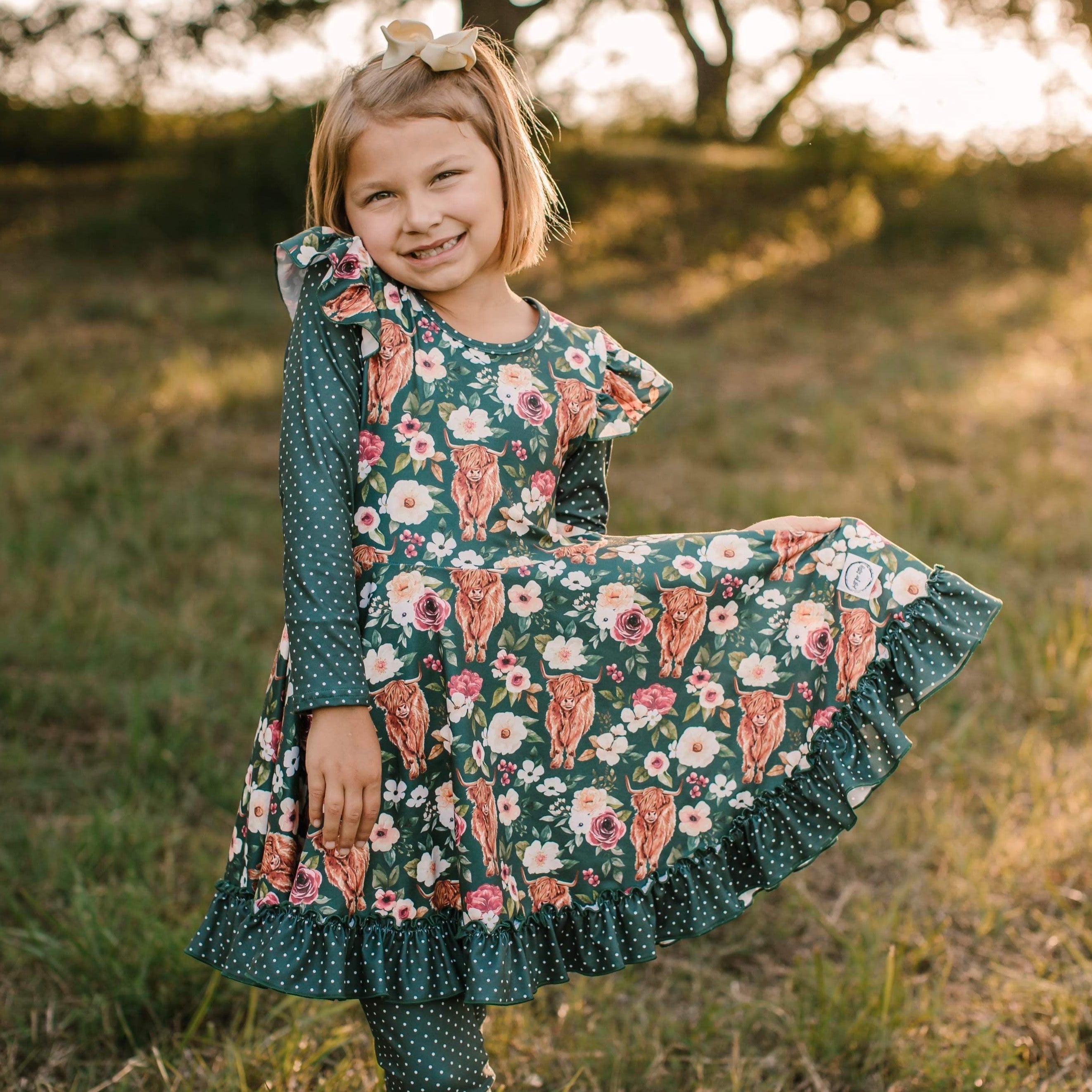 Highland Cow Twirl Dress