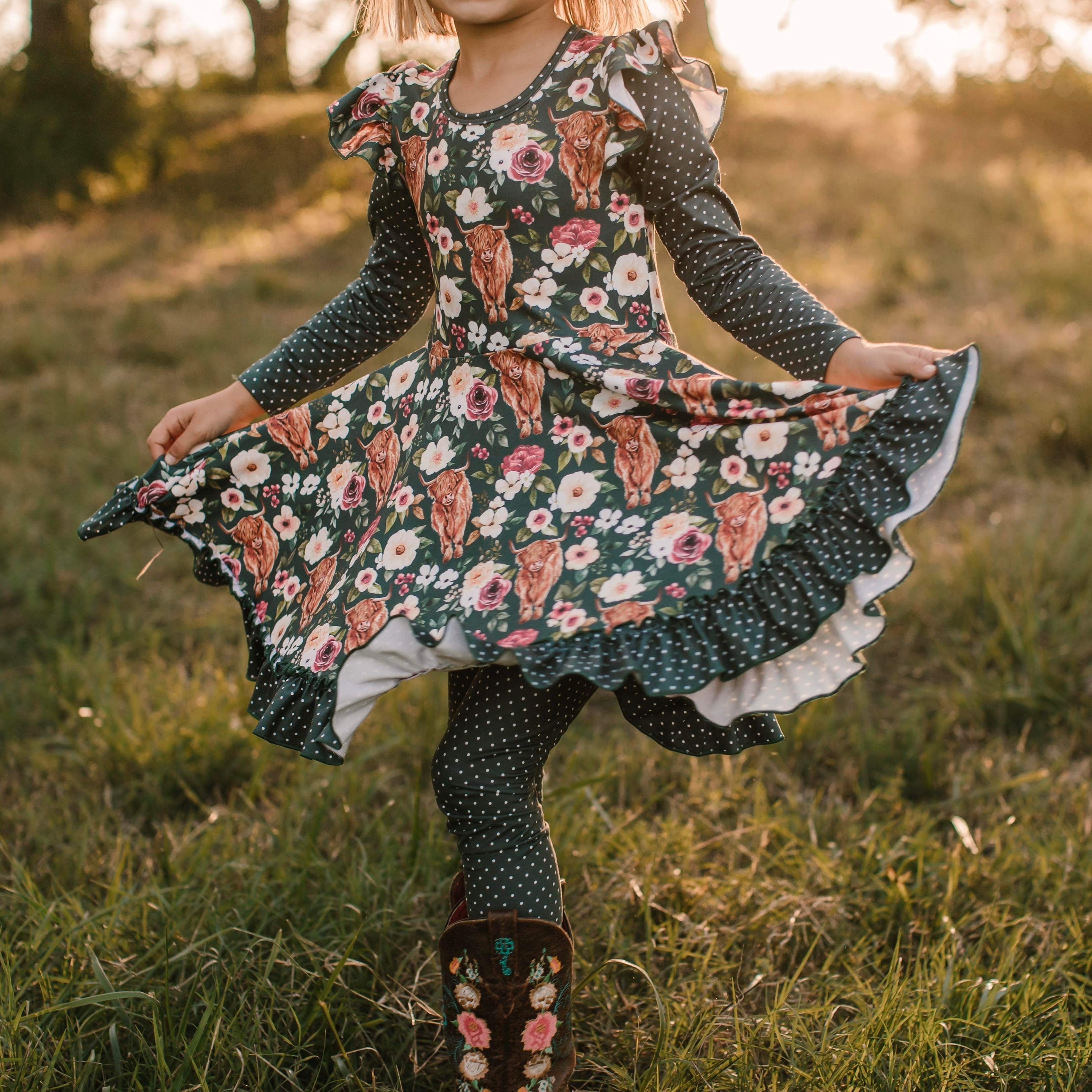 Highland Cow Twirl Dress