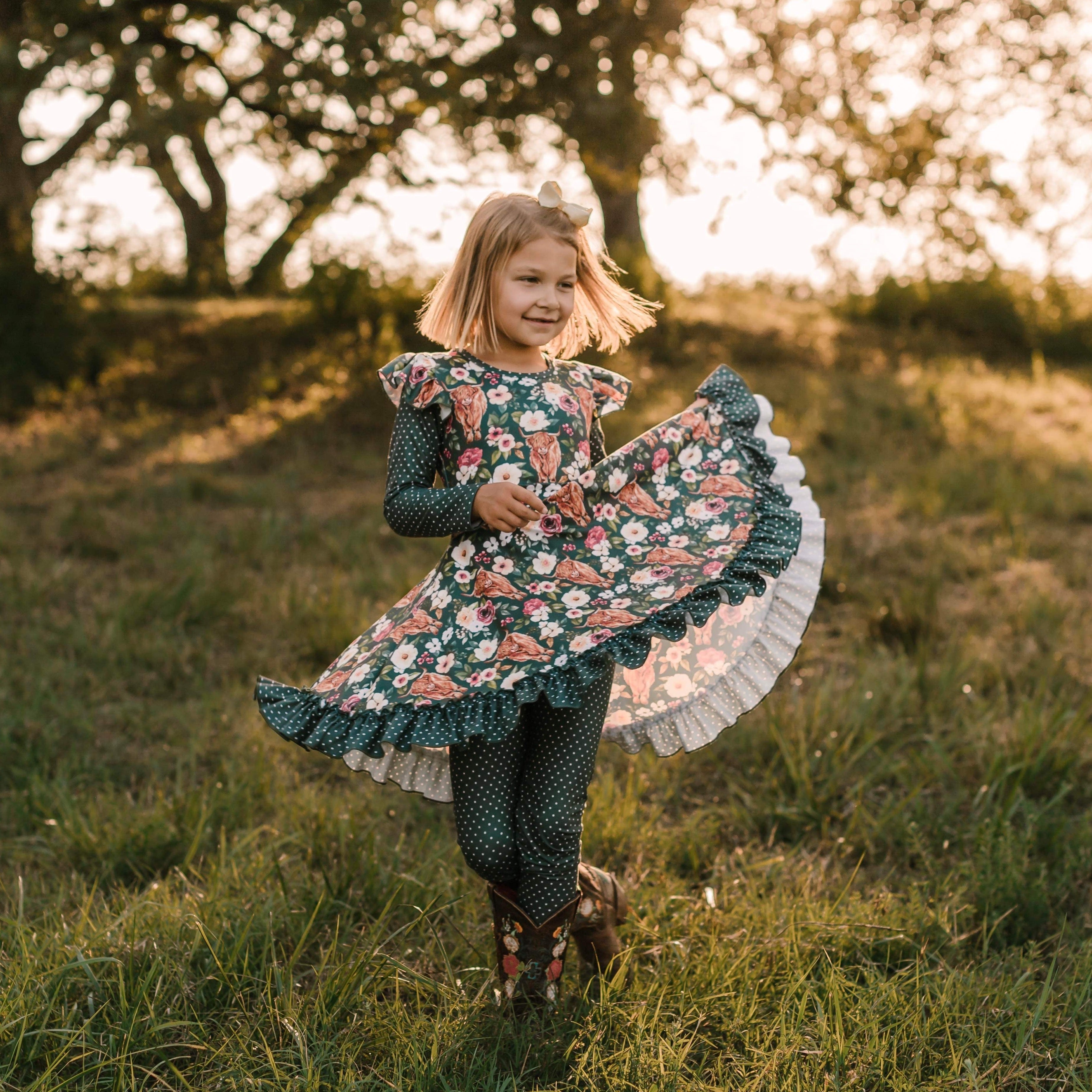 Highland Cow Twirl Dress
