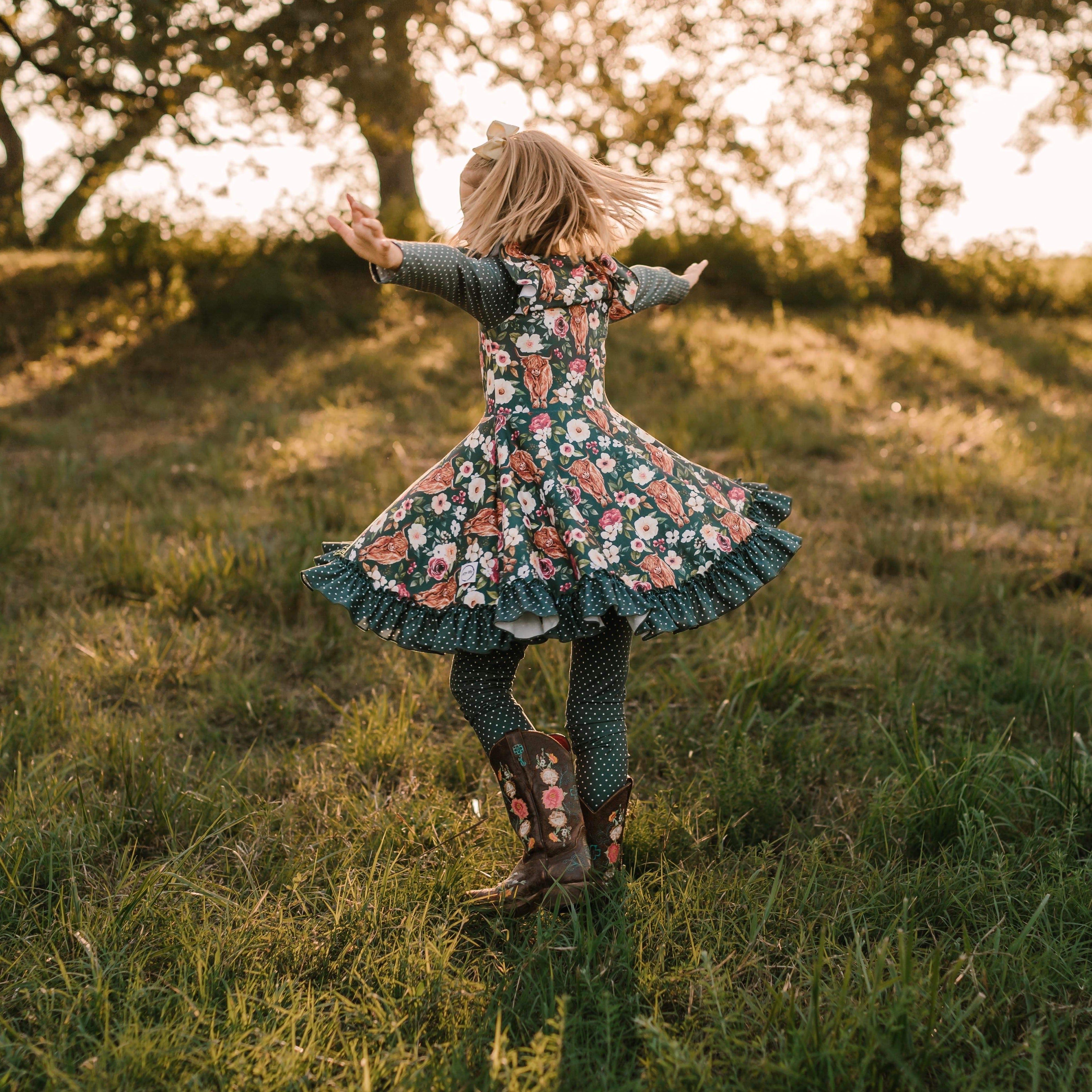 Highland Cow Twirl Dress