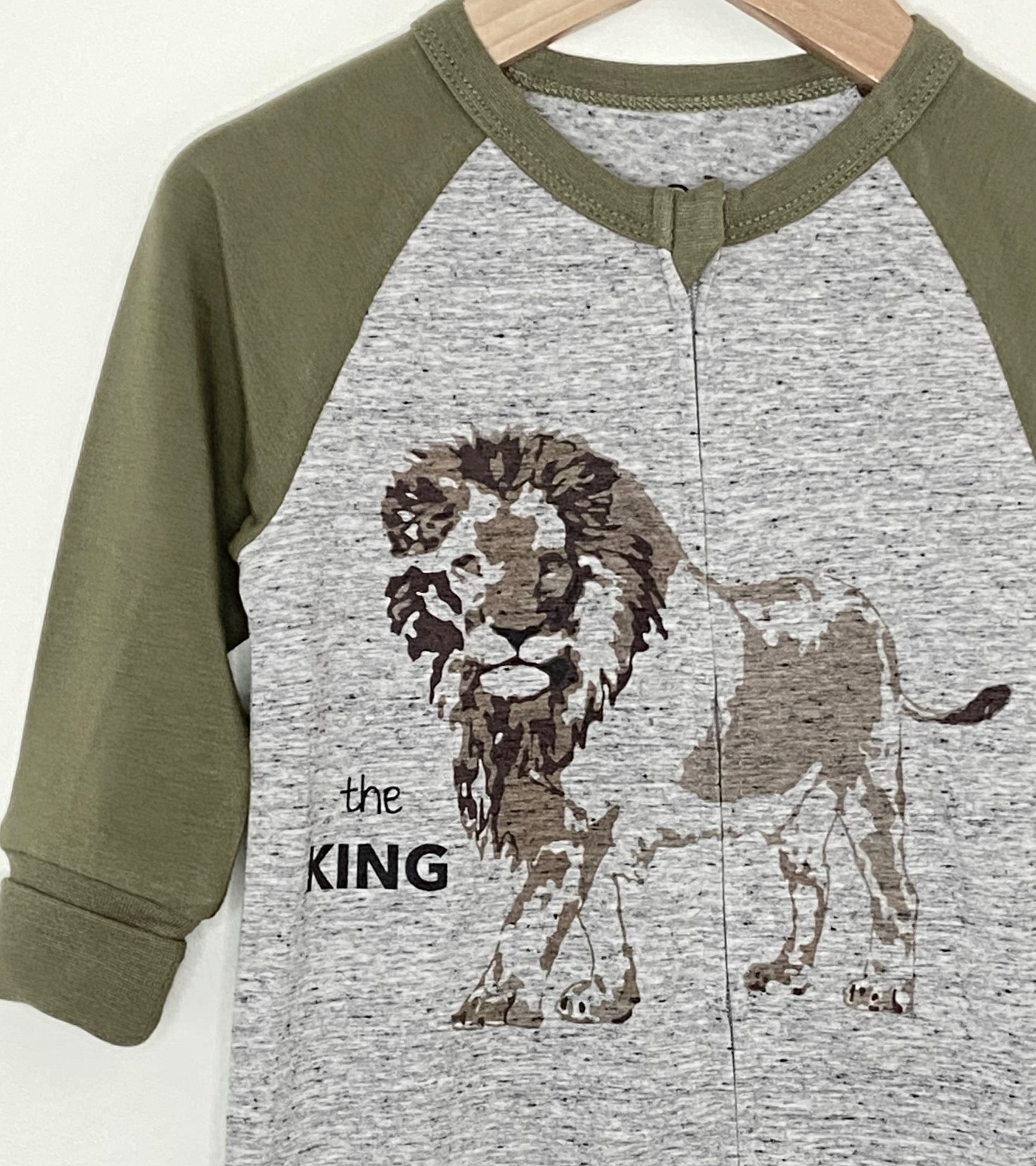Lion Coverall On Heather Grey Ground With Contrast Sleeves - New For Spring 2025