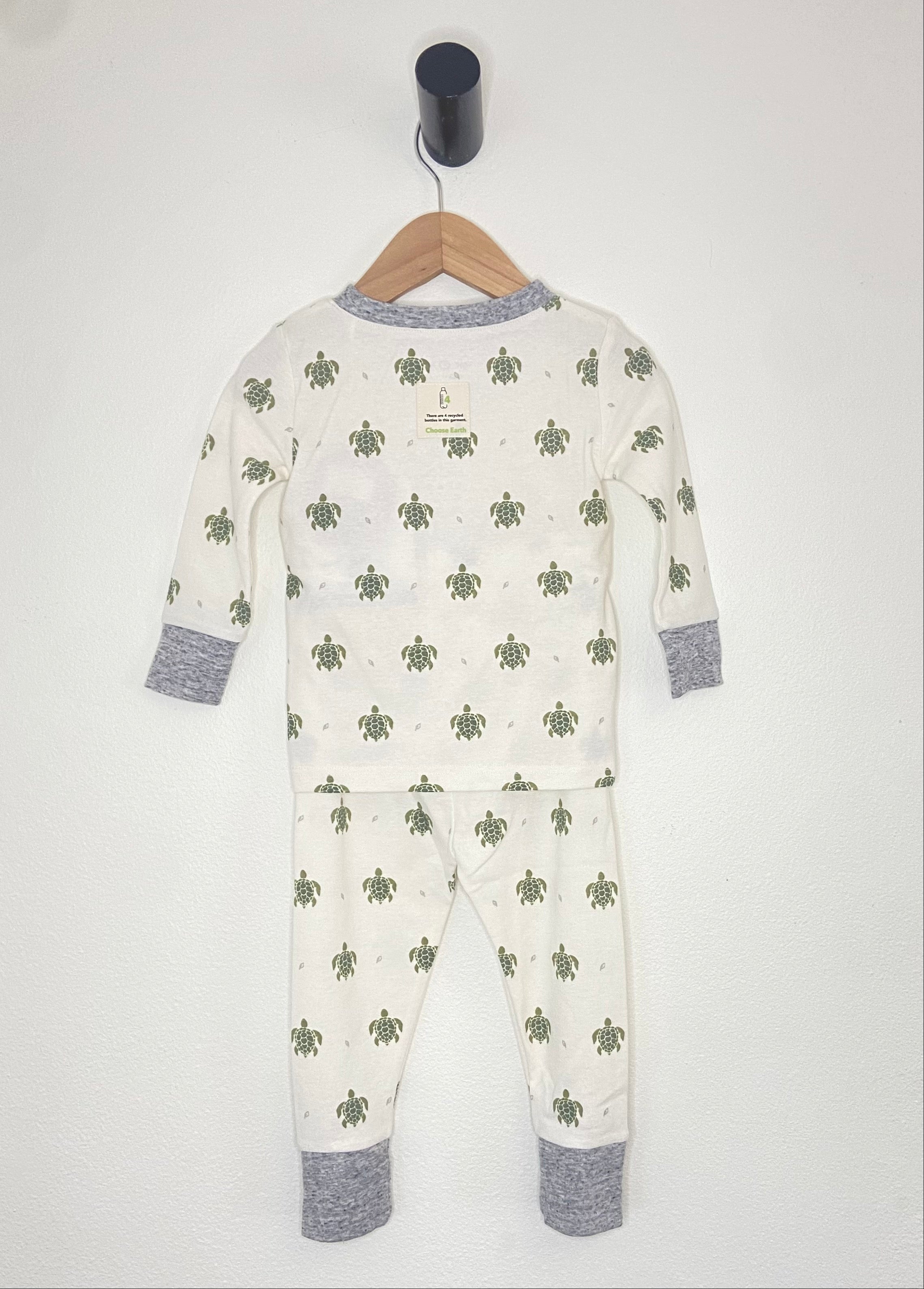 Sea Turtle Print 2pc Infant/toddler Tight Fitting Pajama Set - New For Spring 25