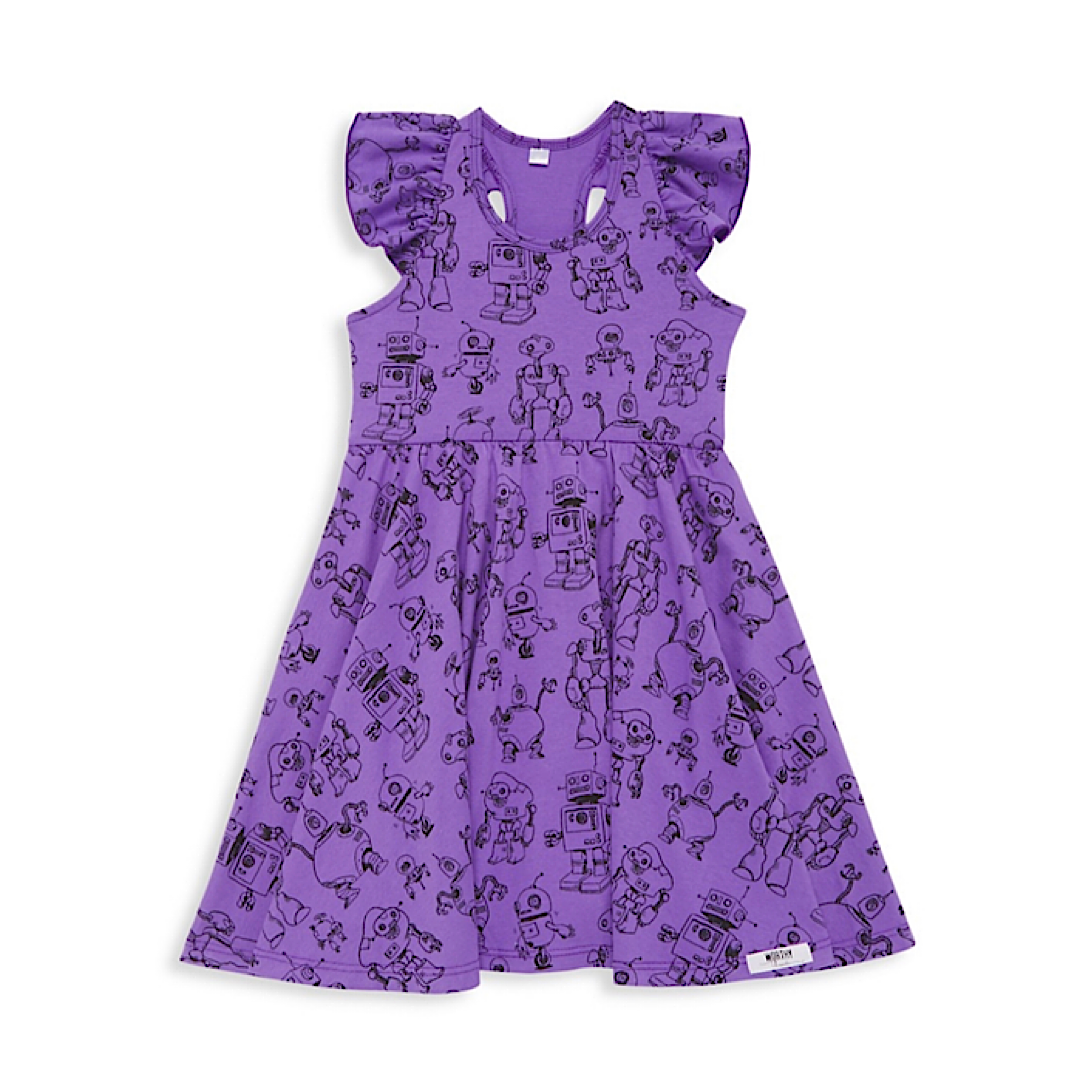 Ruffle Twirly Dress In Robots